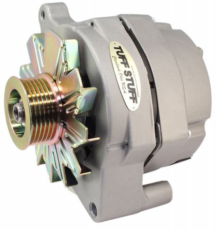 TUFFSTUFF 100 AMP, 1 Wire, Internal Regulator, serpentine 6 Groove Pulley Tuffstuff Natural Cast Smooth Ford Alternator TUF70686G SR