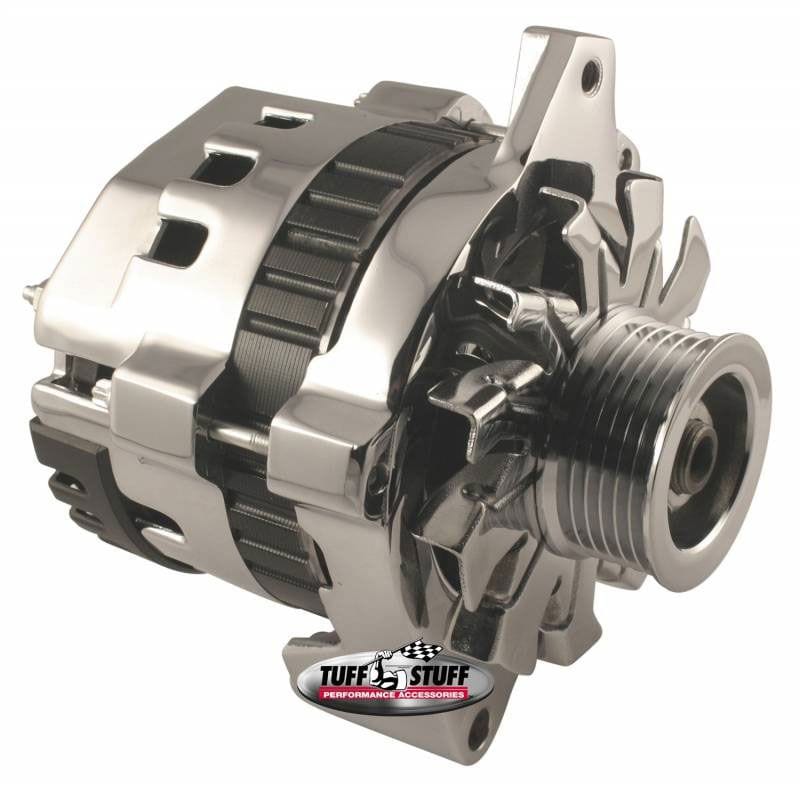 TUFFSTUFF 120 Amp, 1-Wire, serpentine 6 Groove Pulley Tuffstuff Chrome GM Mini Alternator TUF7937A6G SR