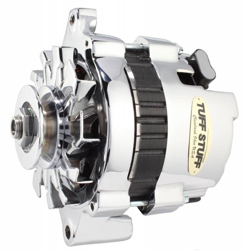 TUFFSTUFF 120 Amp, 1-Wire, Single V-Groove Pulley, Back Terminal Tuffstuff Chrome GM Mini Alternator TUF7937A SR