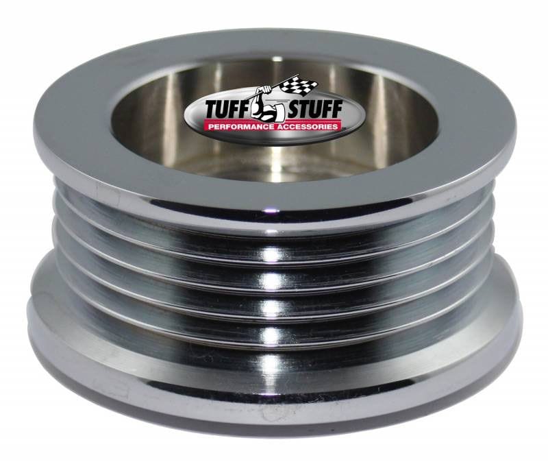 TUFFSTUFF 5 Groove Serpentine, 2.25" O.D Tuffstuff Chrome Billet Steel Alternator Pulley TUF7610B SR
