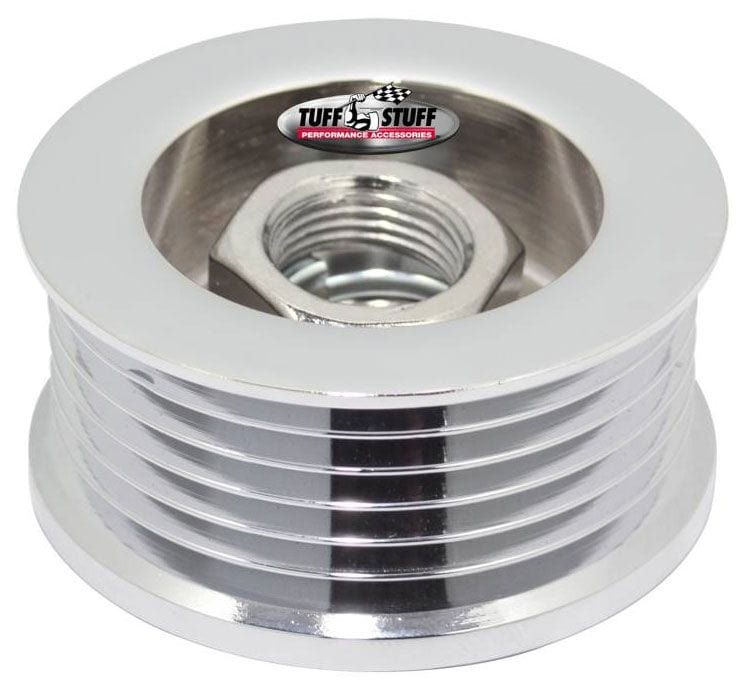TUFFSTUFF 6 Groove Serpentine, 2.25" O.D Tuffstuff Chrome Billet Steel Alternator Pulley TUF7610A SR