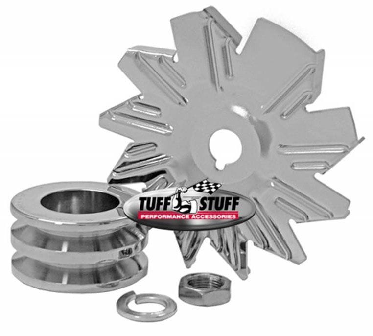 TUFFSTUFF Double V-Groove Tuffstuff Chrome Alternator Fan & Pulley TUF7600B SR