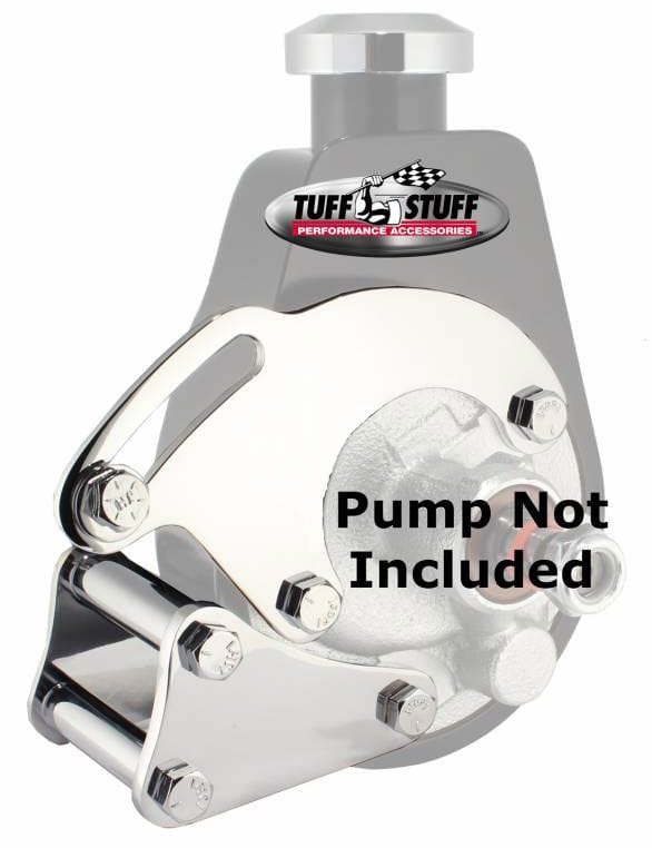 TUFFSTUFF Suit SB Chev With Long Pump, L/H Lower mount Tuffstuff Saginaw Power Steer Pump Bracket - Chrome TUF6508A SR