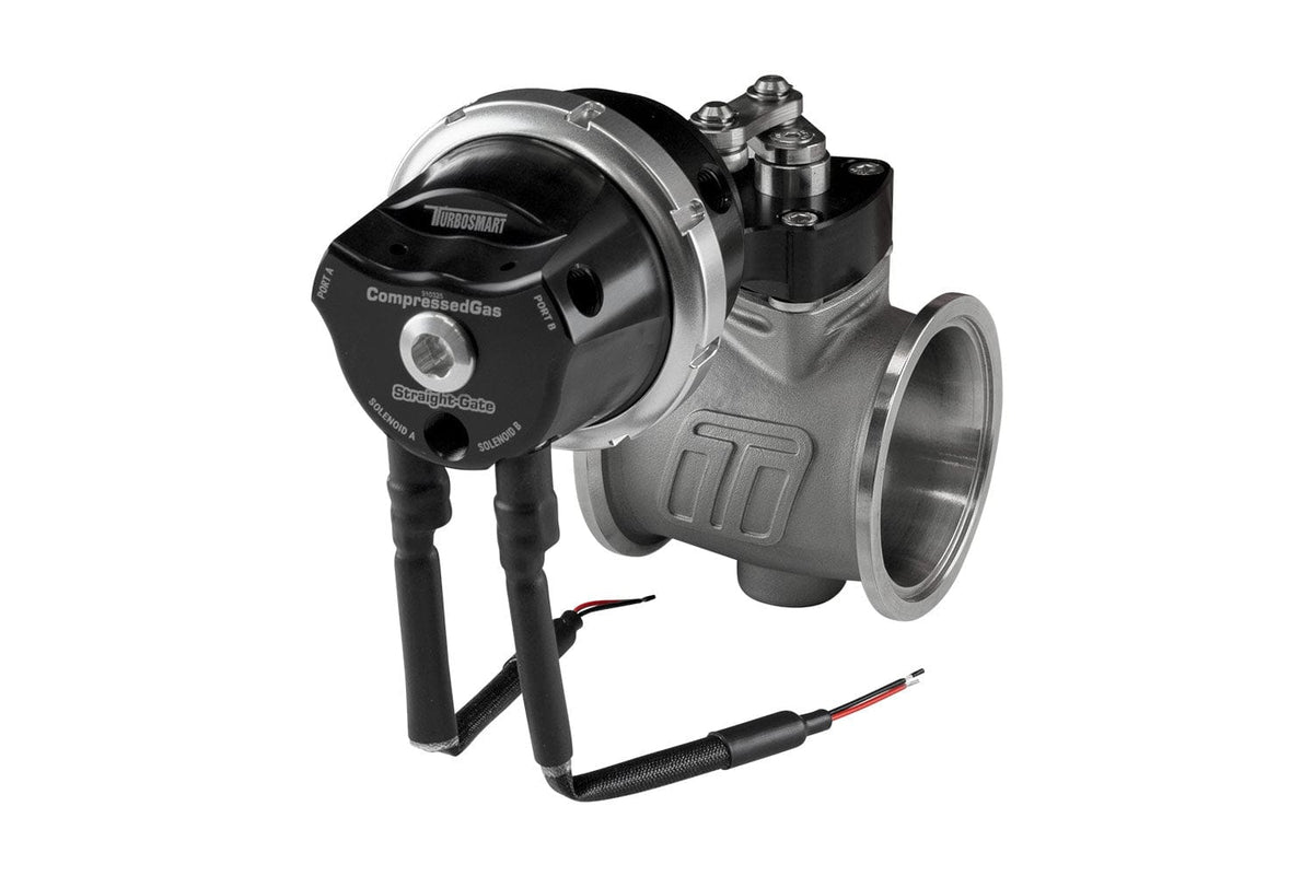 Turbosmart Wastegates & Actuators Turbosmart Compressed Gas (CO2) StraightGate50 - Inbuilt Solenoids - 7PSI Black (Control In Cap CO2 Boost Control) (TS-0565-1252) SR