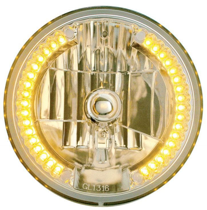 UPI 7" O.D With 34 LED Amber Turn Signal UPI Reproductions Headlight Insert UP31378 SR