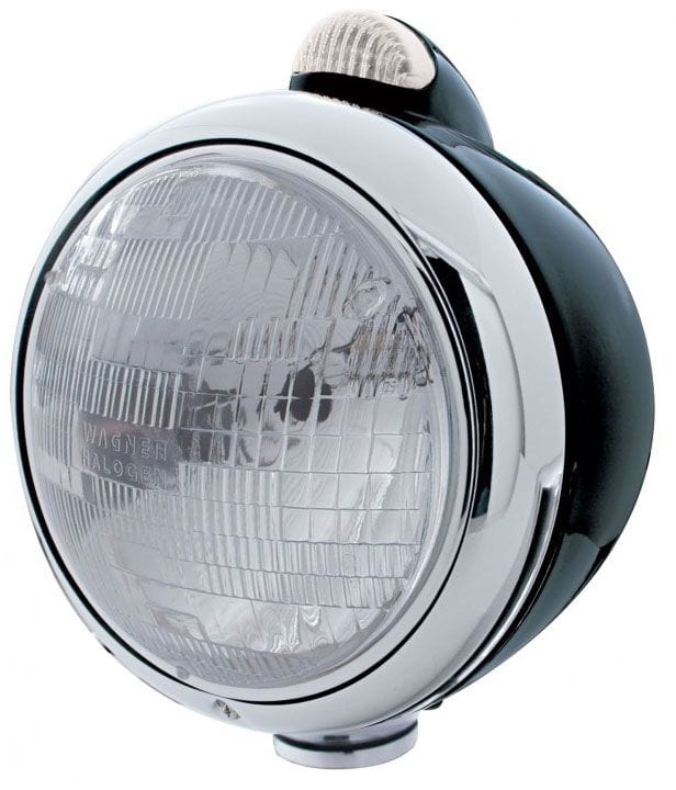 UPI 7" O.D With LED/Clear Lens & Chrome Rim UPI Reproductions Black GUIDE H6024 Halogen Headlight Assembly UP31555 SR