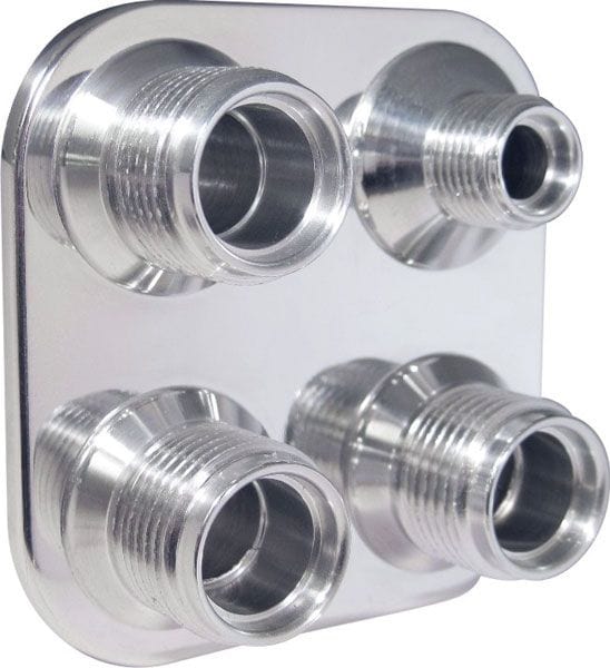 VINTAGEAIR -6 & -10 Male Vintage Air Vintage Air A/C &:; Heater 4-Way Square Polished Bulkhead VA384600-MBA SR