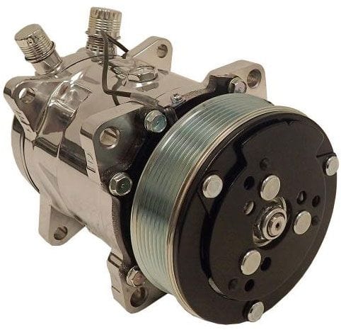 VINTAGEAIR Polished Finish Vintage Air Vintage Air SD508 7-Groove Serpentine Pulley A/C Compressor VA04808-VMQ SR