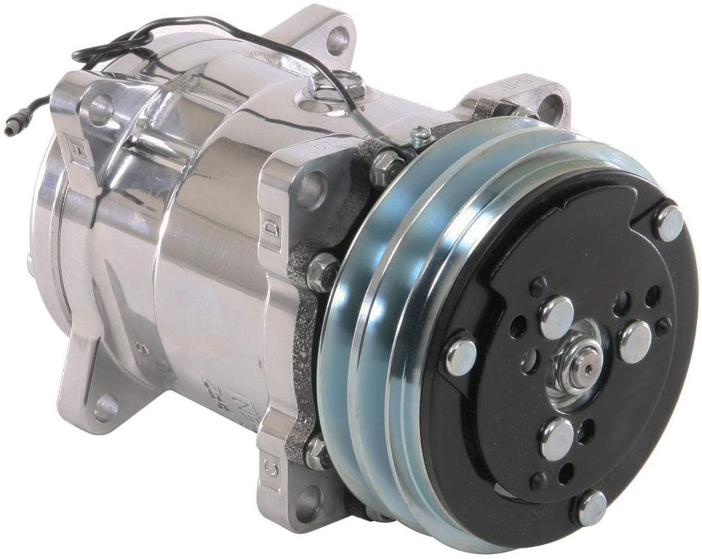 VINTAGEAIR with #8 & #10 Fittings Vintage Air SD508 A/C Compressor Double V-Groove Pulley, Rear ExitPolsihed VA047001-SUQ SR