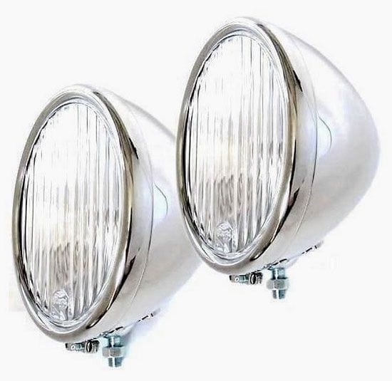 VINTIQUE Suit 1928-29 Ford, Fluted Lense, Halogen Globe With Turn Signal Vintique S/S Headlamps VIAR-13000AQSTS SR