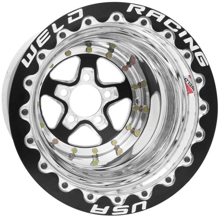Weld Racing 5 x 4.5" Bolt Circle with 5" Backspace Weld Racing Aluma-Star 15 x 10" Wheel, Black, Single Beadlock for M/T, Ultra WE88B510B210F SR