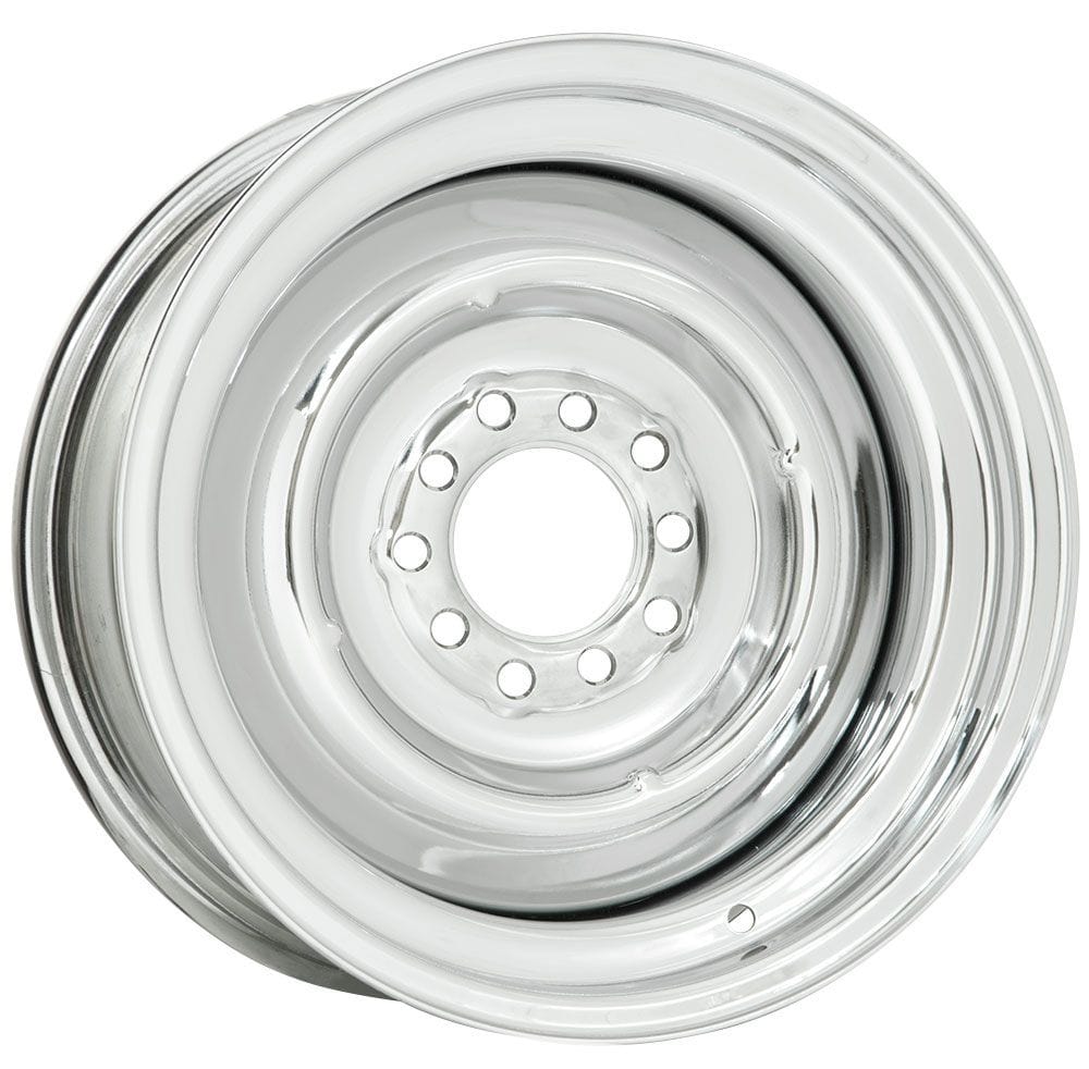 WHEELVINT 4-1/2 & 4-3/4" Bolt Circle With 3-1/4" Back Space Wheel Vintiques Full Chrome Solid Steel Rim 15 x 5" WV22-5512314 SR
