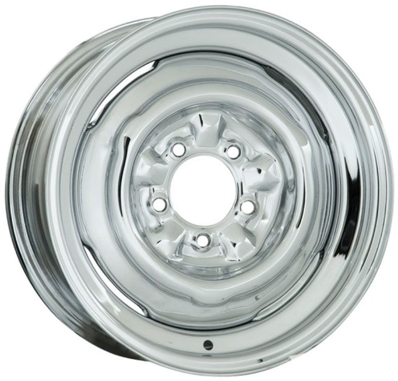 WHEELVINT 4-1/2 & 4-3/4" Bolt Circle With 3-5/8" Back Space Wheel Vintiques Chrome Smoothie Steel Rim 15 x 7" WV10-571204 SR