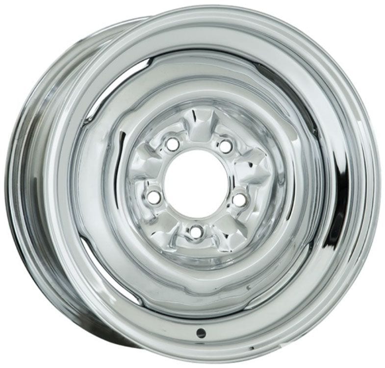 WHEELVINT 4-1/2 & 4-3/4" Bolt Circle With 3" Back Space Wheel Vintiques Chrome Smoothie Steel Rim 15 x 5" WV10-551203 SR