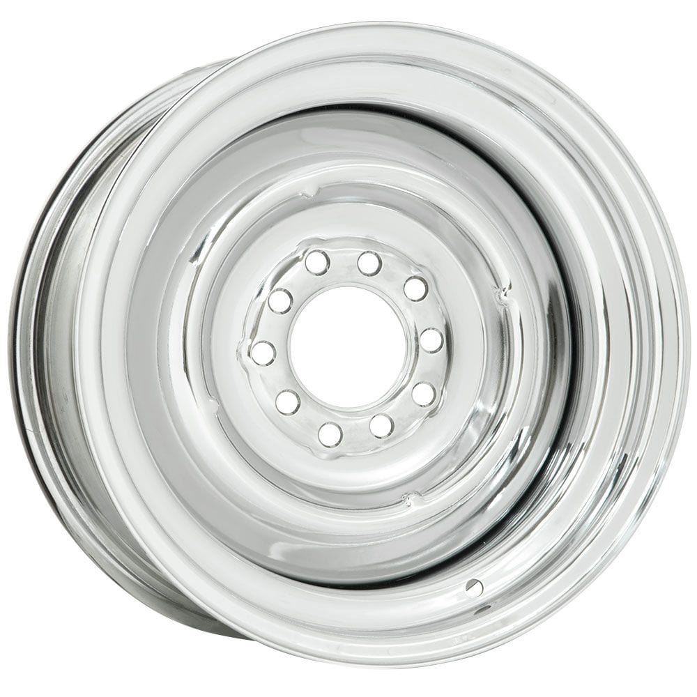 WHEELVINT 4-1/2 & 4-3/4" Bolt Circle With 4-1/2" Back Space Wheel Vintiques Full Chrome Solid Steel Rim 15 x 8" WV22-5812042 SR