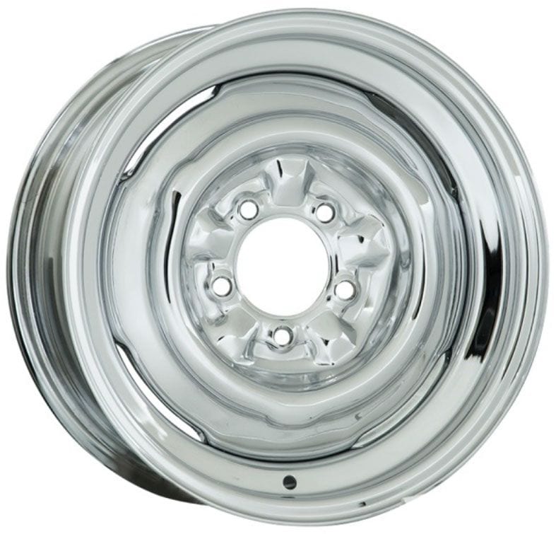 WHEELVINT 4-1/2 & 4-3/4" Bolt Circle With 4" Back Space Wheel Vintiques Chrome Smoothie Steel Rim 15 x 6" WV10-5612358 SR