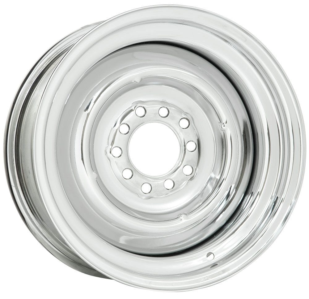 WHEELVINT 4-1/2 & 4-3/4" Bolt Circle With 4" Back Space Wheel Vintiques Full Chrome Solid Steel Rim 15 x 6" WV22-561204 SR