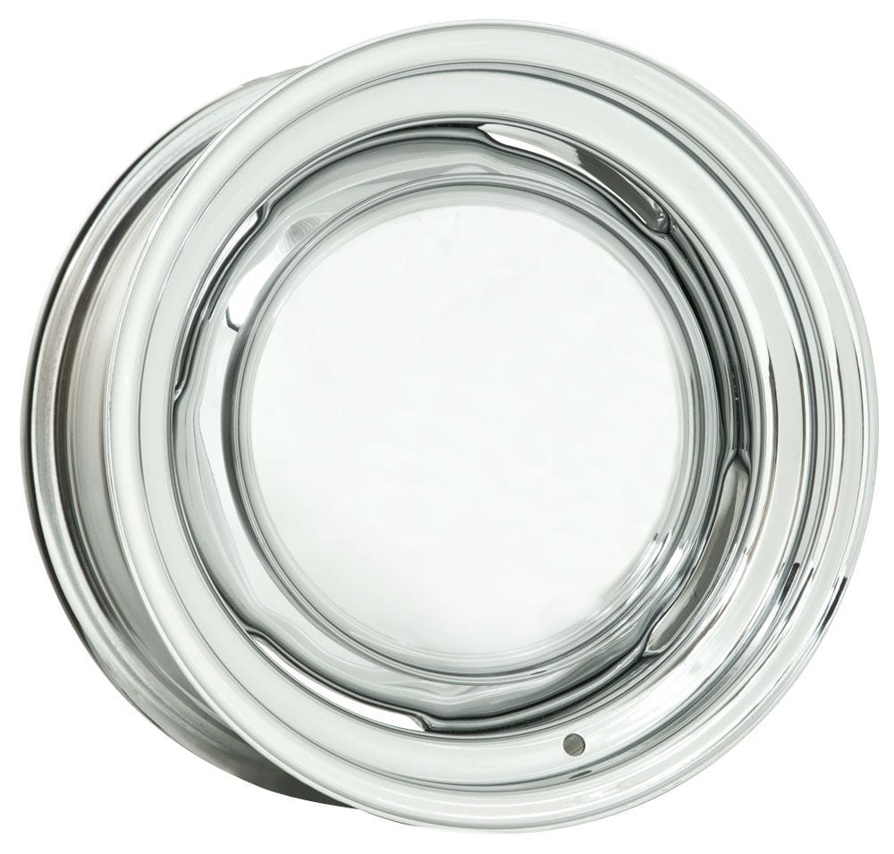 WHEELVINT 4-1/2" Bolt Circle With 3" Back Space Wheel Vintiques Chrome O.E Ford Rim - Chev Style 15 x 5" WV64-551203 SR