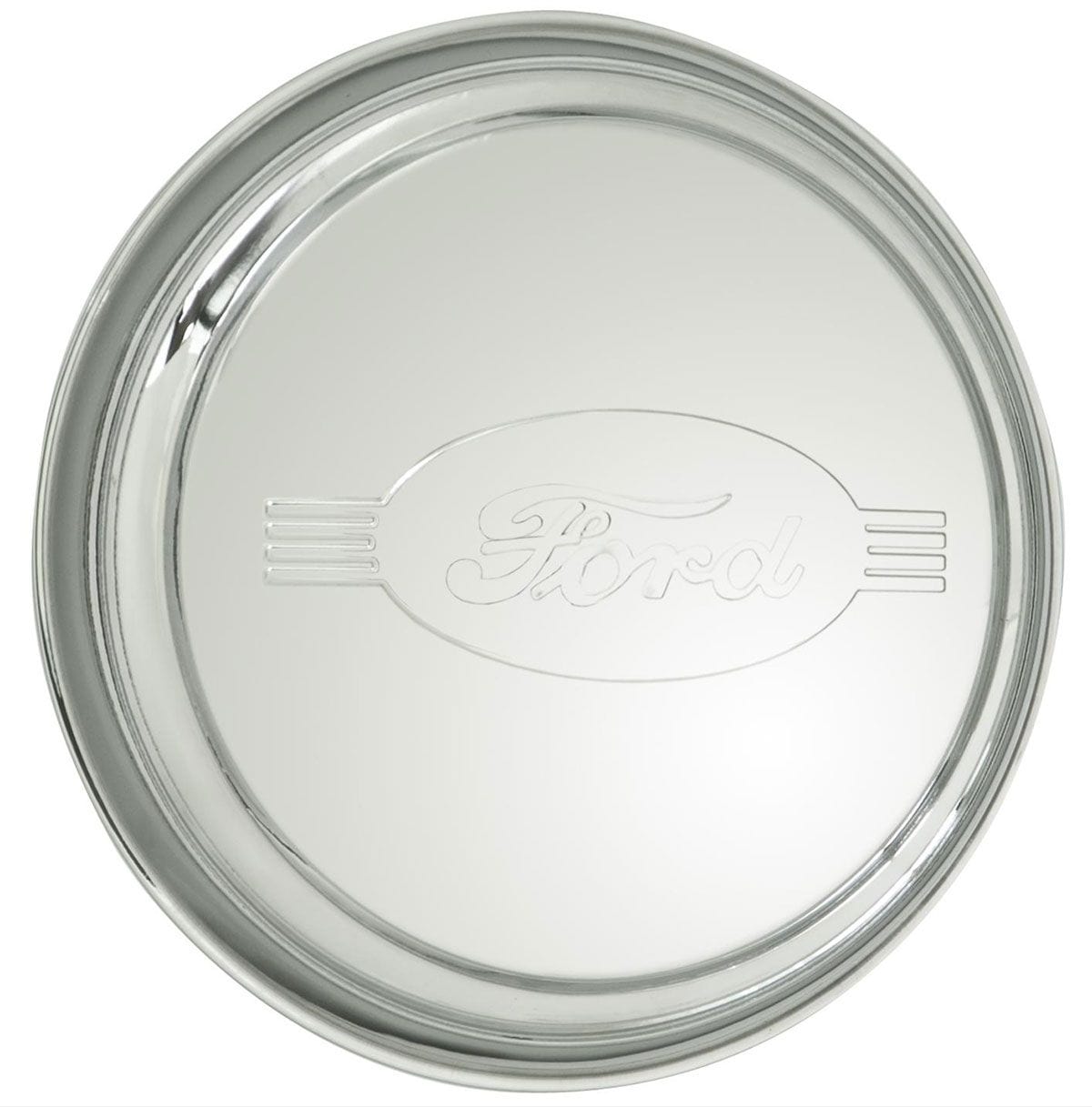 WHEELVINT Ribbed With Ford Script Logo, 14-15" Rim Wheel Vintiques Stainless 1942 Ford Cap WV2009-A SR