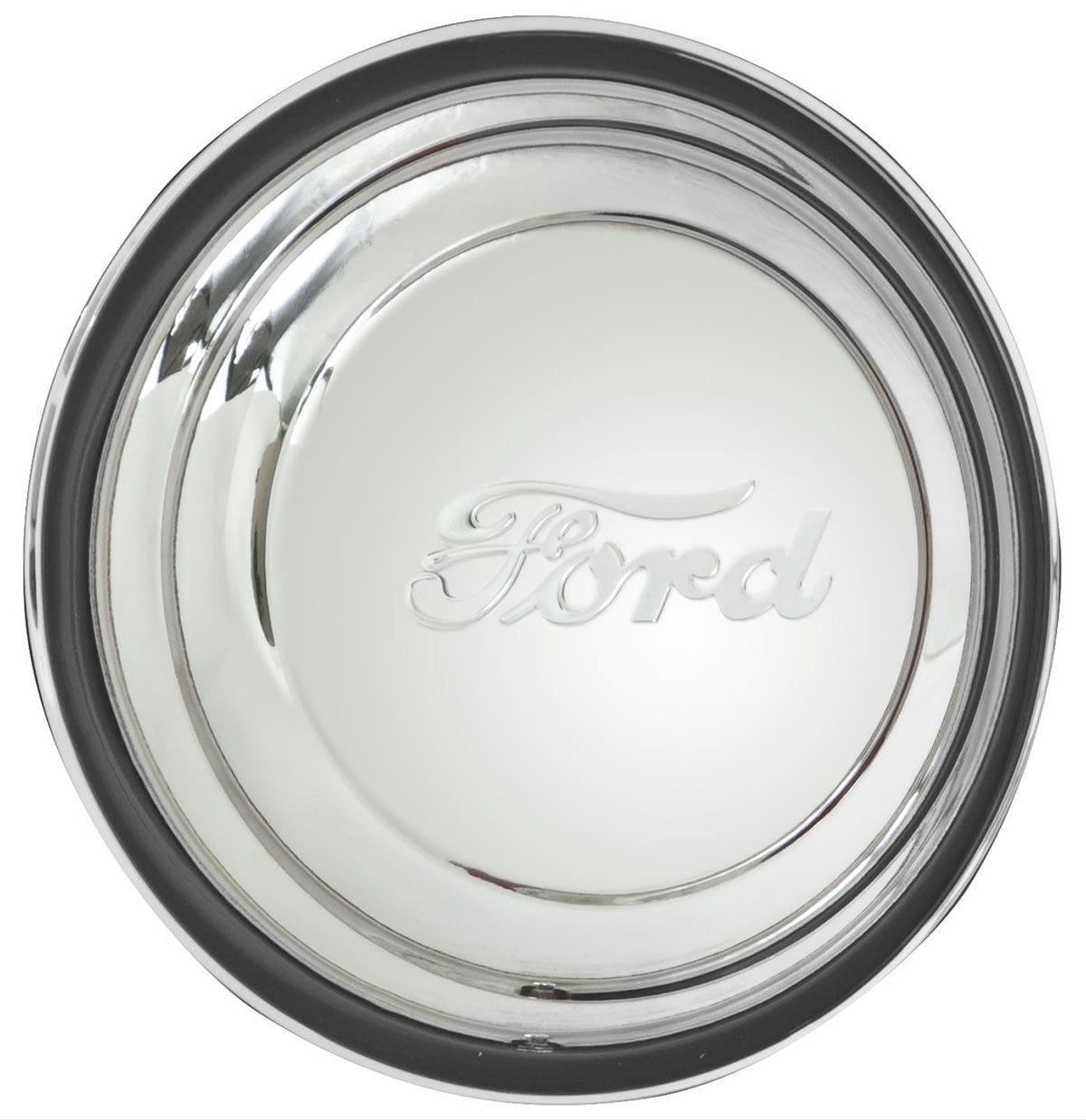 WHEELVINT Ribbed With Ford Script Logo Wheel Vintiques Stainless 1941 Ford Cap WV2008 SR