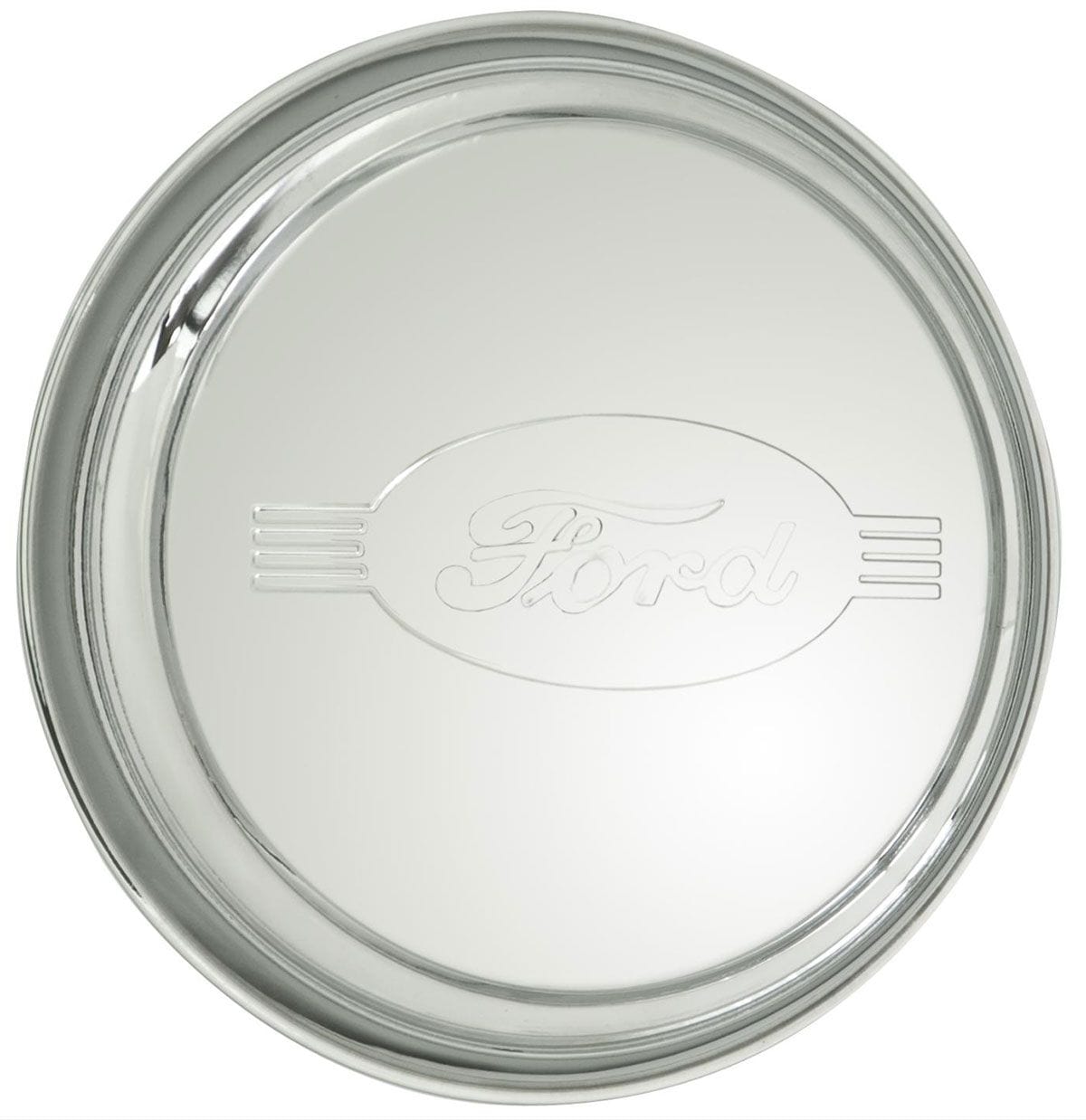 WHEELVINT Ribbed With Ford Script Logo, Wheel Vintiques Stainless 1942 Ford Cap WV2009 SR