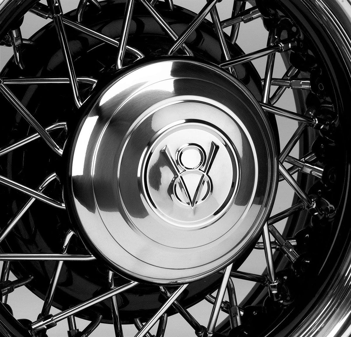 WHEELVINT V8 Logo 1932 Wheel Vintiques Stainless Street Rod Wire Cap WV2000 SR