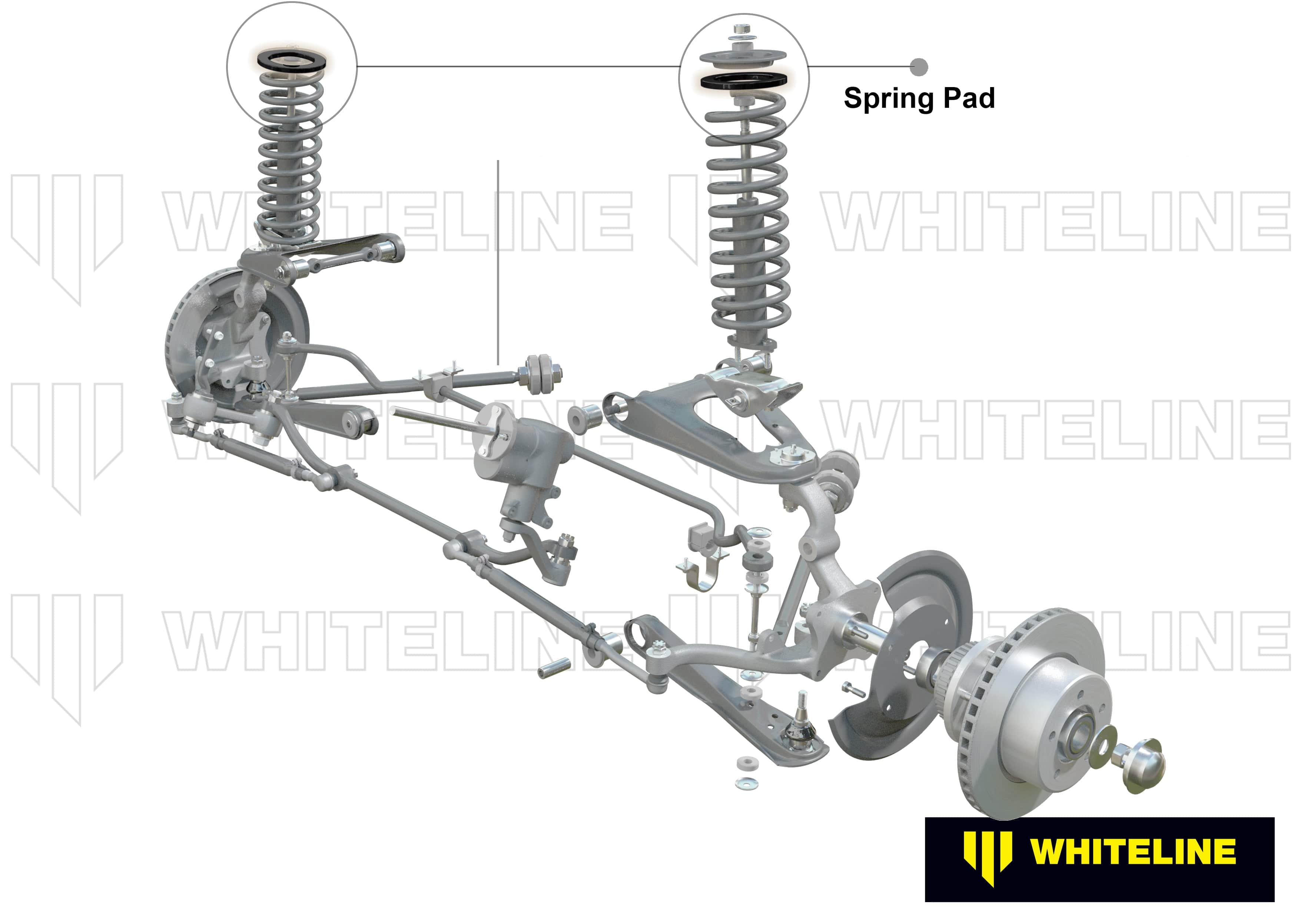 Whiteline 10 x 16 x 26 cm / OD=120, ID=90, H=10mm Front Coil Spring Pad - Bushing Kit 10mm Ride Height to Suit Ford Falcon/Fairlane XK-XP, Mustang Classic and Holden HQ-WB SR