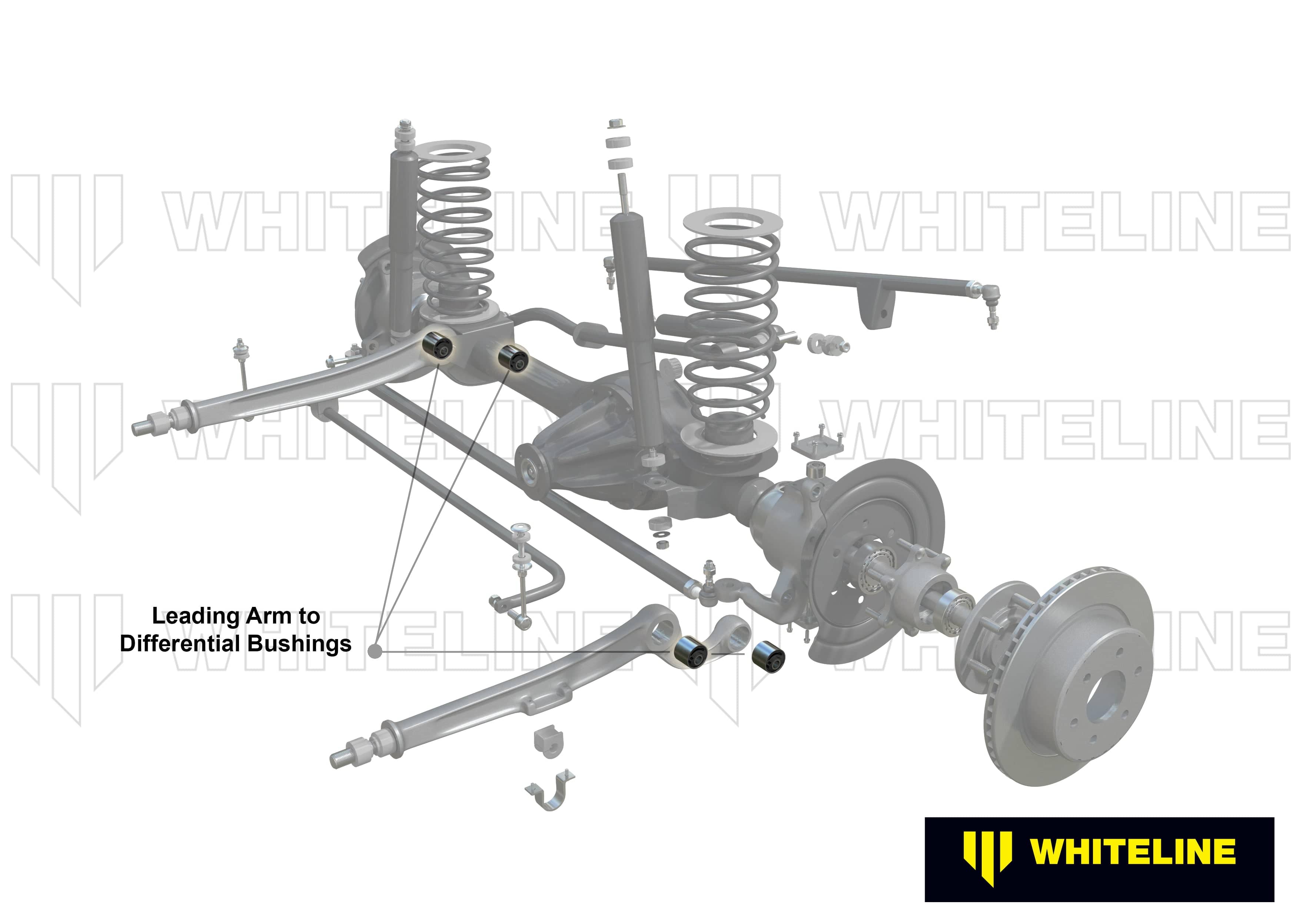 Whiteline 10 x 16 x 26 cm / Performance Alignment - 2.5deg caster correction - heavily voided provides greater articulation Front Leading Arm - To Differential Bushing Kit Offset to Suit Nissan Patrol GQ, GU and Toyota Land Cruiser 80, 105 Series SR