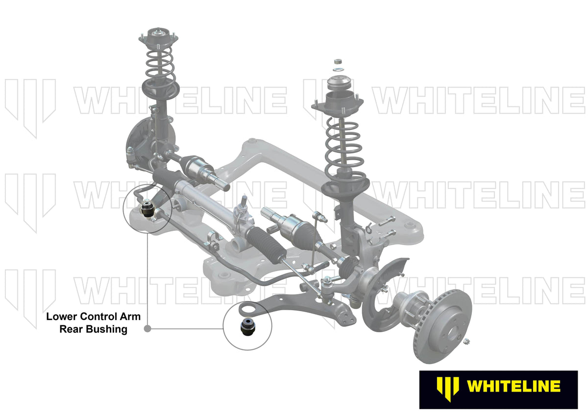 Whiteline 10 x 16 x 26 cm / Standard Alignment - suits steel arm Front Control Arm Lower - Inner Rear Bushing Kit to Suit Hyundai I30, Kona, Veloster and Kia Cerato SR