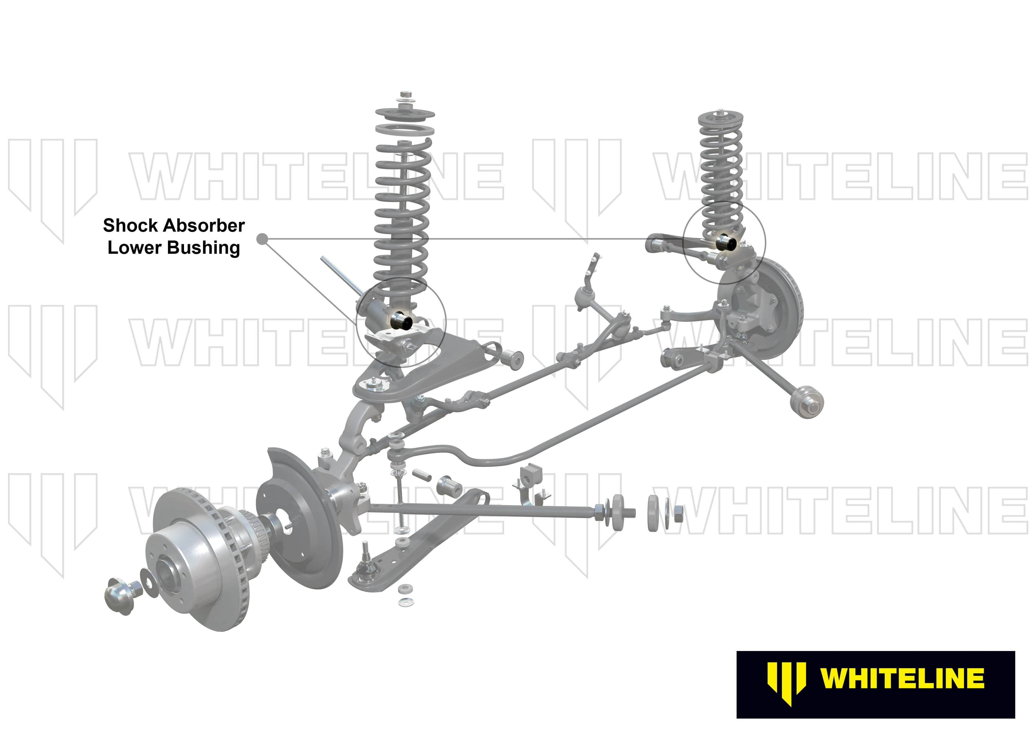 Whiteline 7 x 14 x 20 cm Front Shoc Absorber - Lower Bushing Kit to Suit Ford Falcon/Fairlane XK-XF and Mustang Classic SR