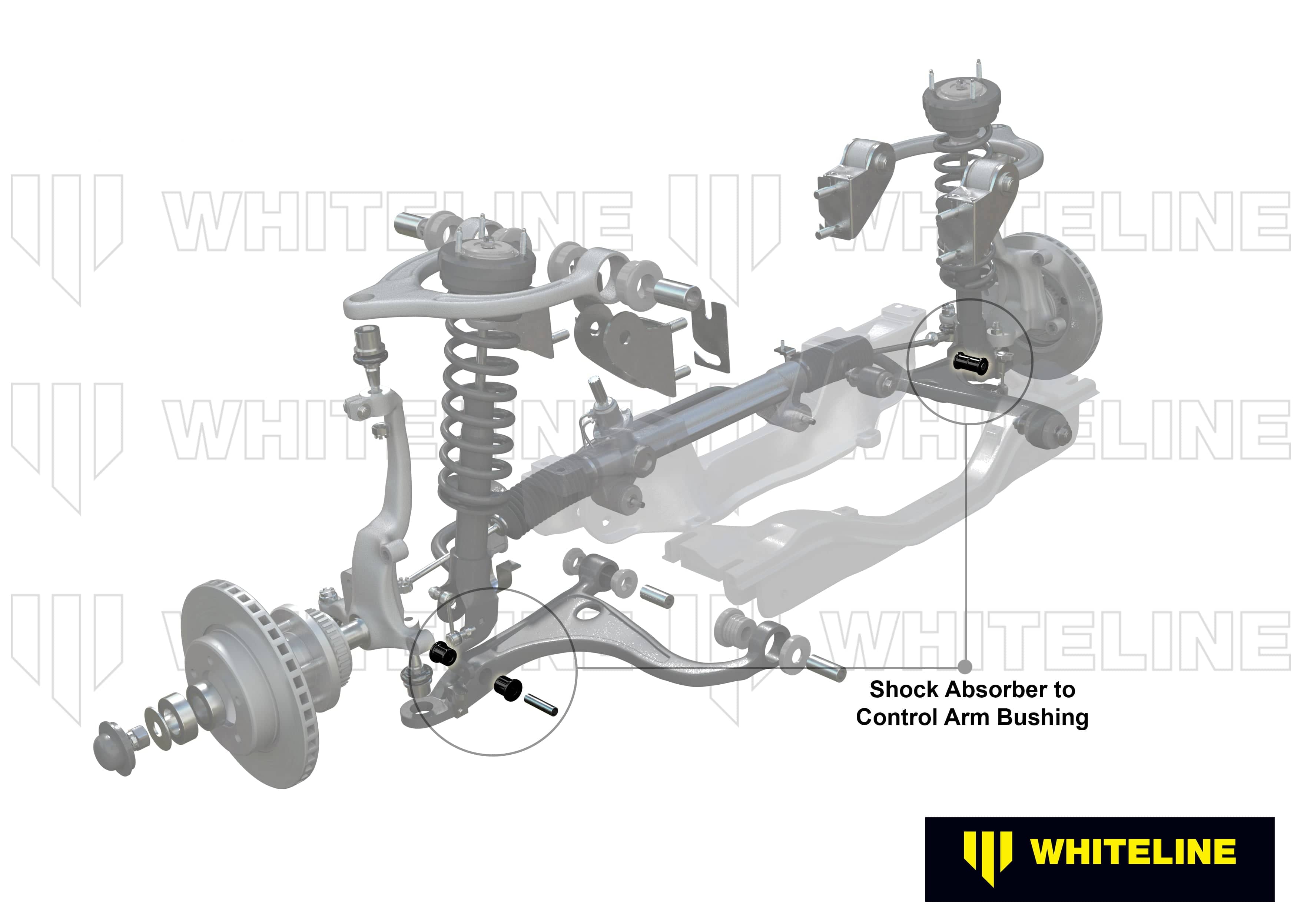 Whiteline 7 x 14 x 20 cm Front Shock Absorber - To Control Arm Bushing Kit to Suit Honda Civic V Gen and Integra DC2 SR