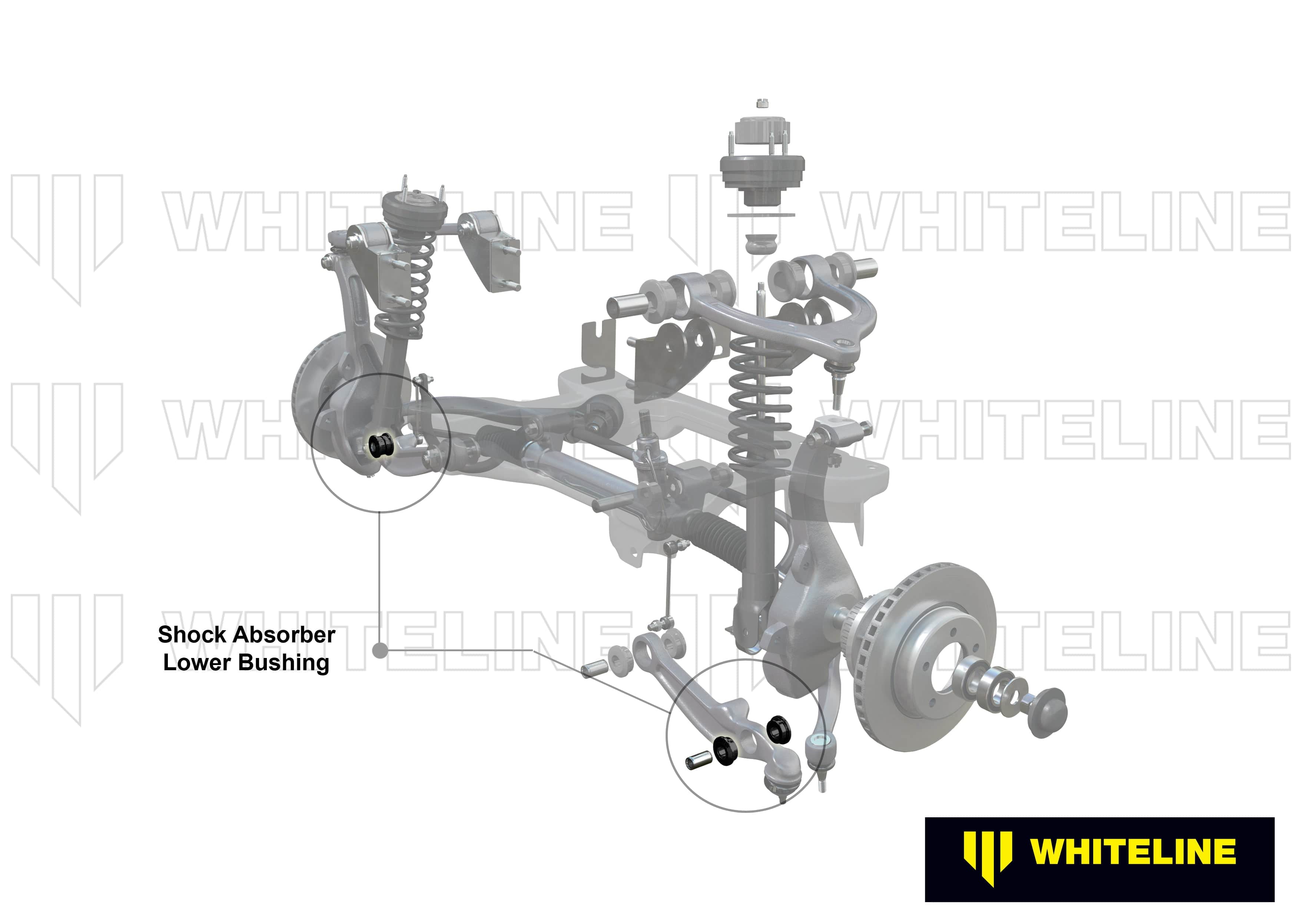 Whiteline 7 x 14 x 20 cm Front Shock Absorber - To Control Arm Bushing Kit to Suit Mazda6 GG incl MPS SR