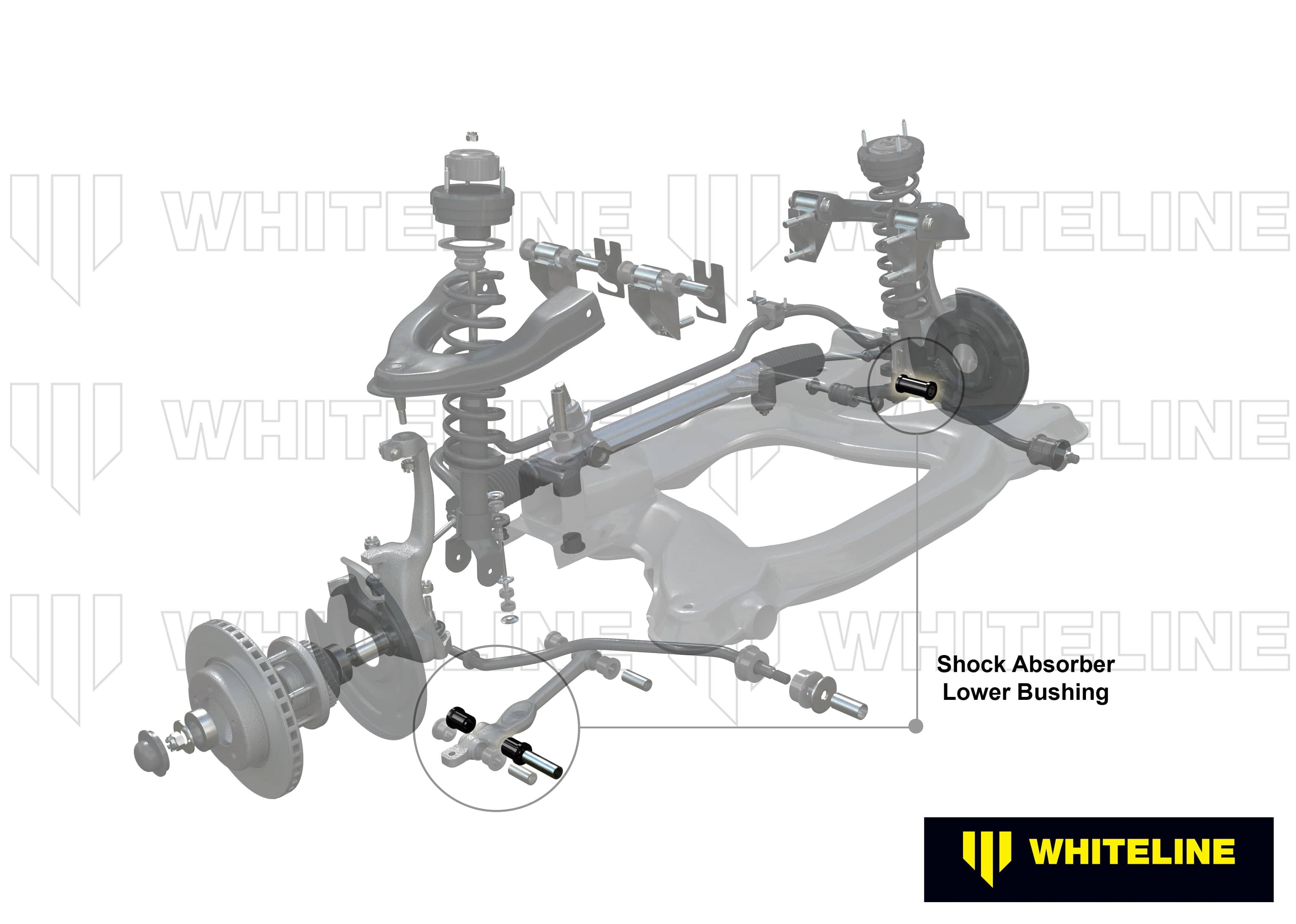 Whiteline 7 x 14 x 20 cm Front Shock Absorber - To Control Arm Bushing Kit to Suit Nissan 350Z Z33 and Skyline V35 SR