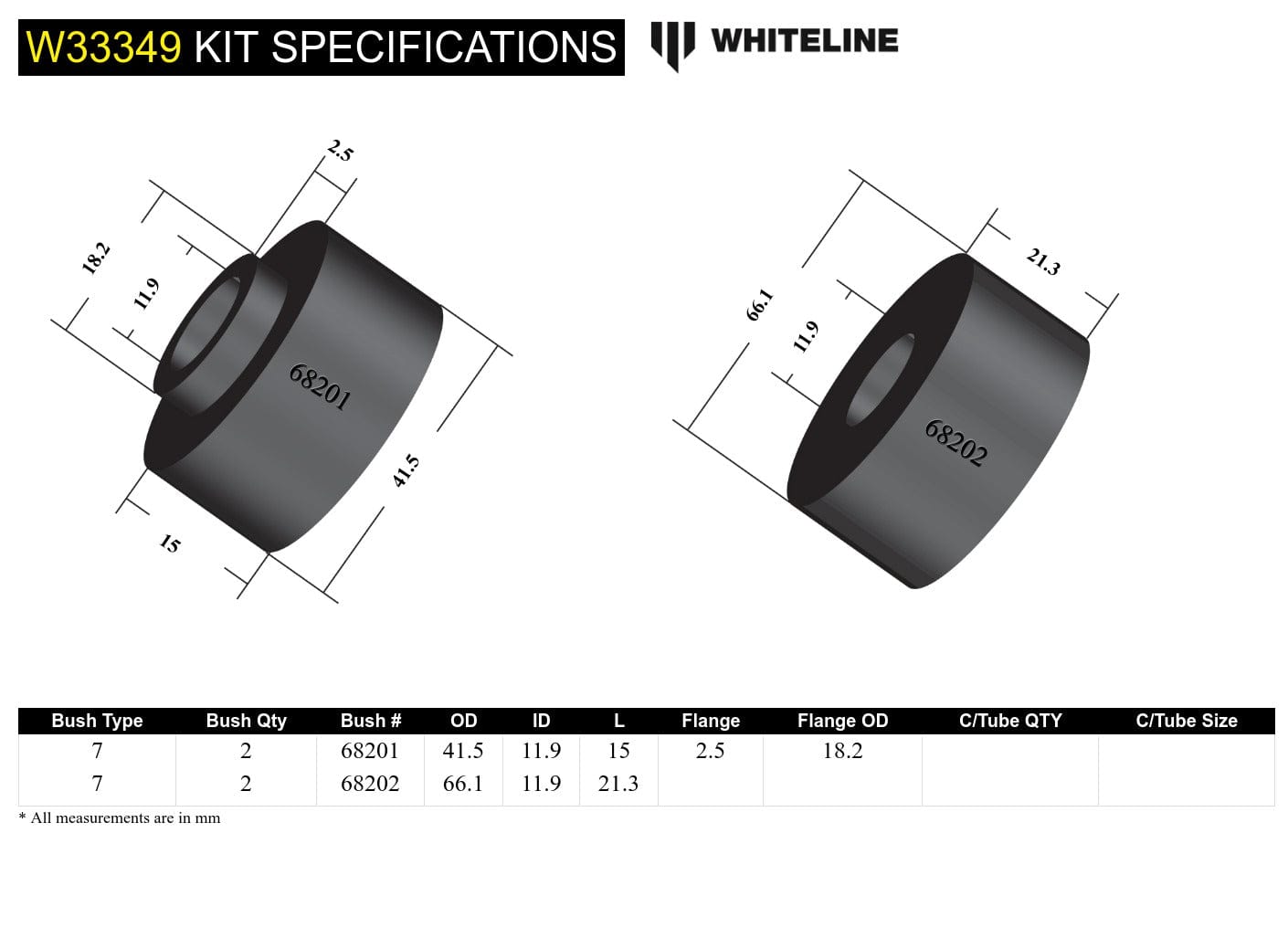 Whiteline 7 x 14 x 20 cm Front Shock Absorber - Upper Bushing Kit to Suit Holden Colordo, Trailblazer, Isuzu D-Max, MU-X, LDV T60 and Mazda BT-50 SR