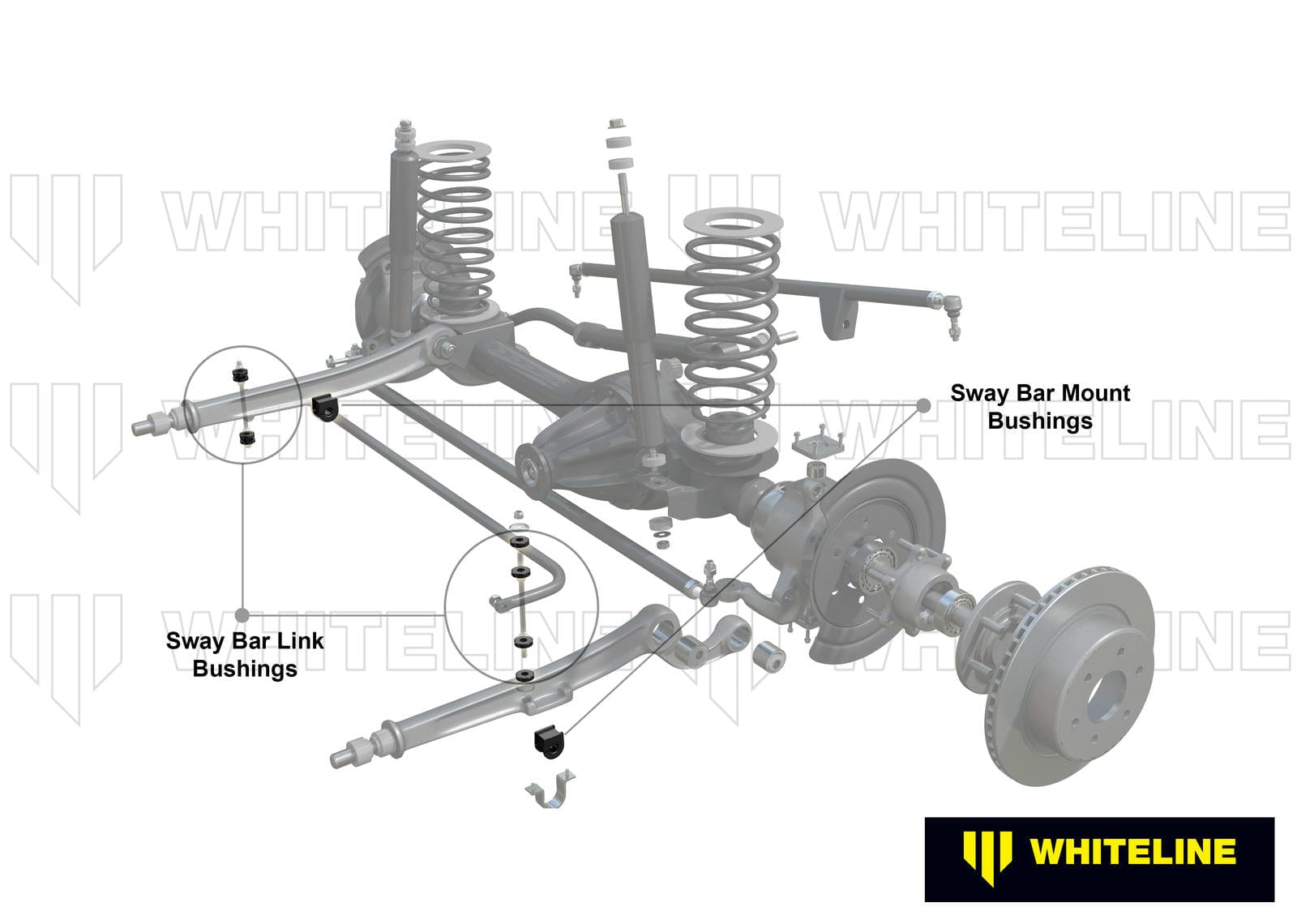 Whiteline 7 x 14 x 20 cm Front Sway Bar Mount and Link - Bushing Kit 31mm to Suit Toyota Land Cruiser 76, 78 and 79 Series SR