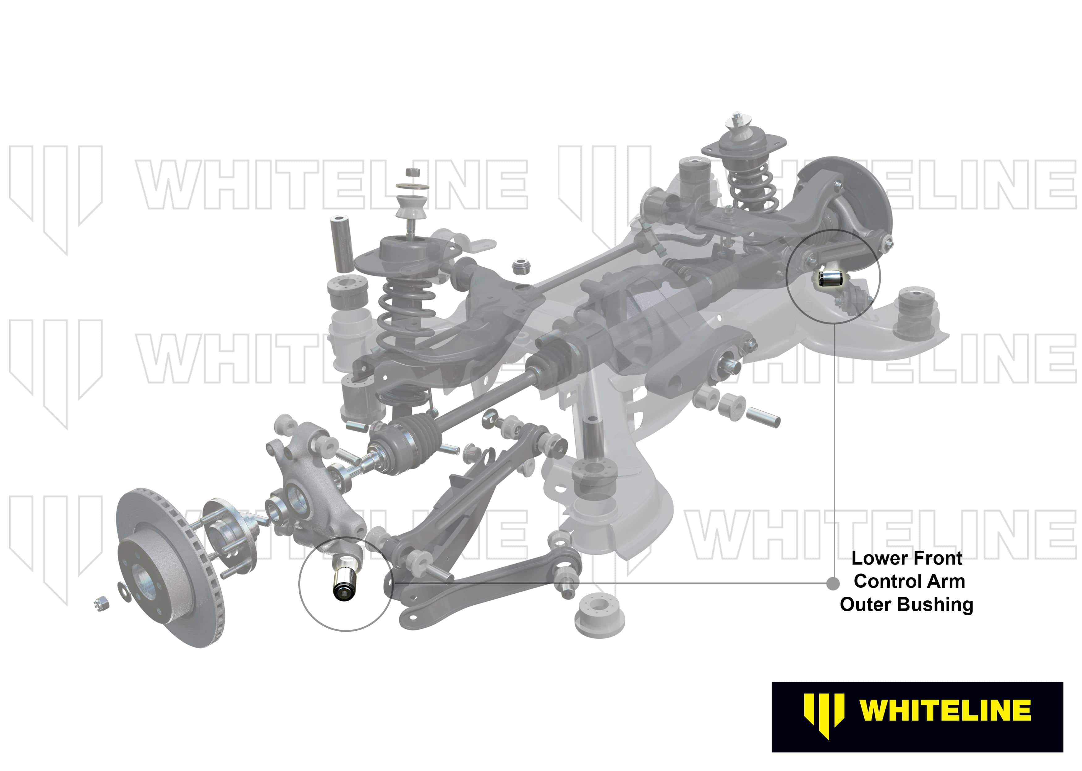 Whiteline 7 x 14 x 20 cm / In hub Rear Control Arm Lower - Outer Bushing Kit to Suit Holden Commodore VE, VF and HSV SR