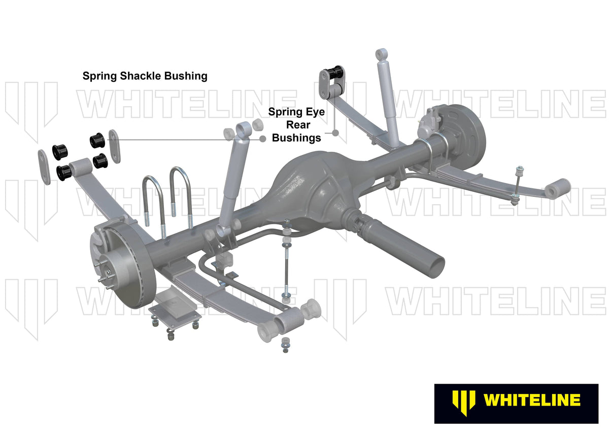 Whiteline 7 x 14 x 20 cm Leaf Spring - Shackle Bushing Kit to Suit Holden Colorado, Isuzu D-Max, LDV T60 and Toyota HiLux SR