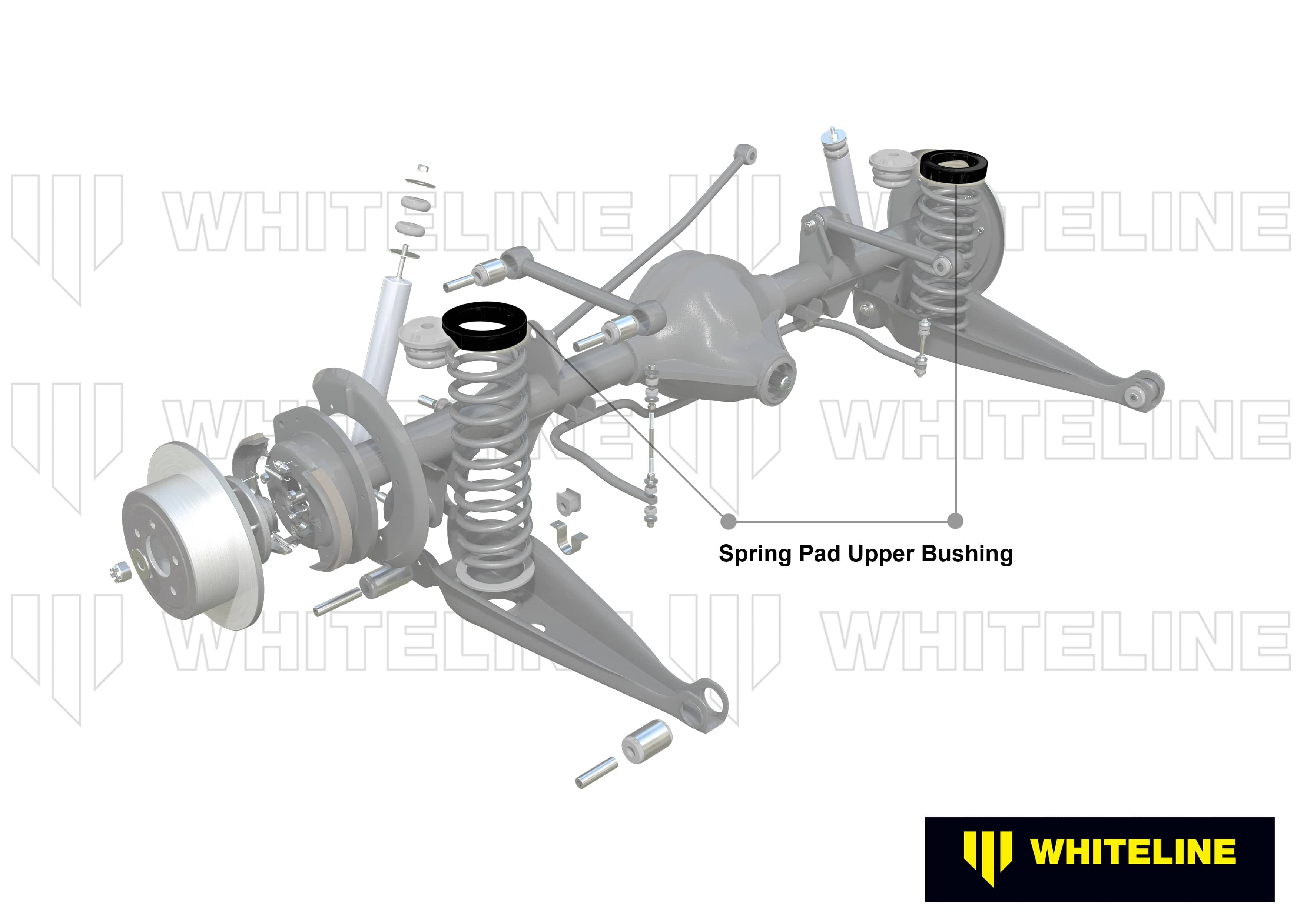 Whiteline 7 x 14 x 20 cm / OD=115, ID=83, H=4mm Rear Coil Spring Pad - Upper Bushing Kit 4mm Ride Height to Suit Holden Commodore VB-VS and HSV SR
