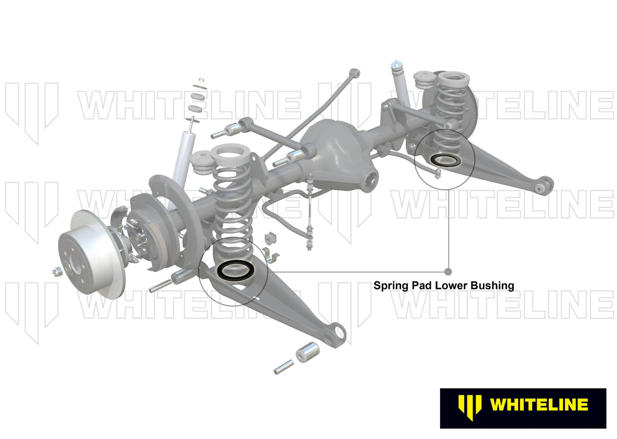 Whiteline 7 x 14 x 20 cm / OD=115, ID=83, H=8mm Rear Coil Spring Pad - Bushing Kit to Suit Holden Commodore VB-VS and HSV SR