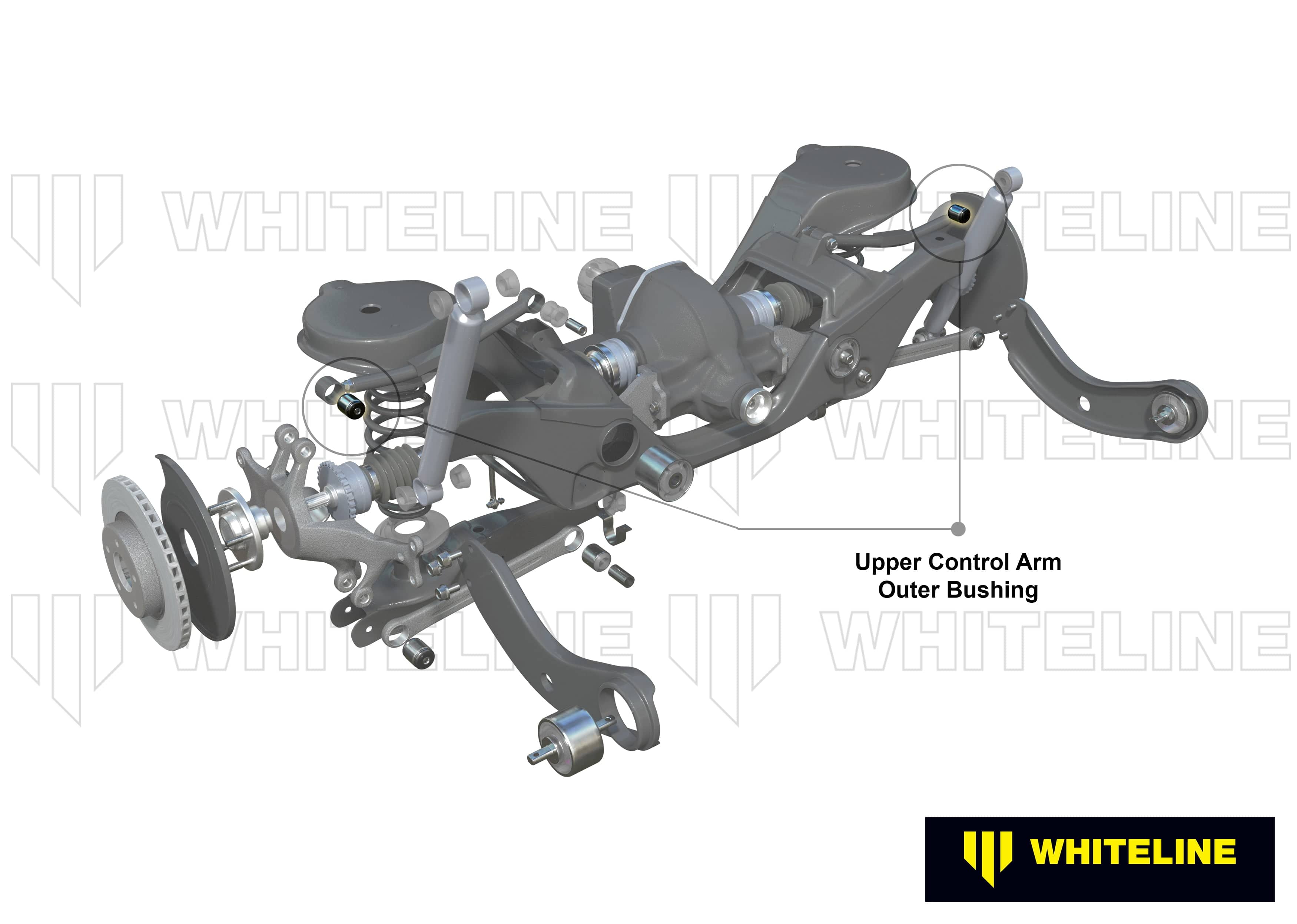 Whiteline 7 x 14 x 20 cm / Performance Alignment - adds +/- 1.0deg camber Rear Control Arm Upper - Outer Bushing Kit Double Offset to Suit Mazda MX-5 KE, KF, Mazda6 GJ, GL SR