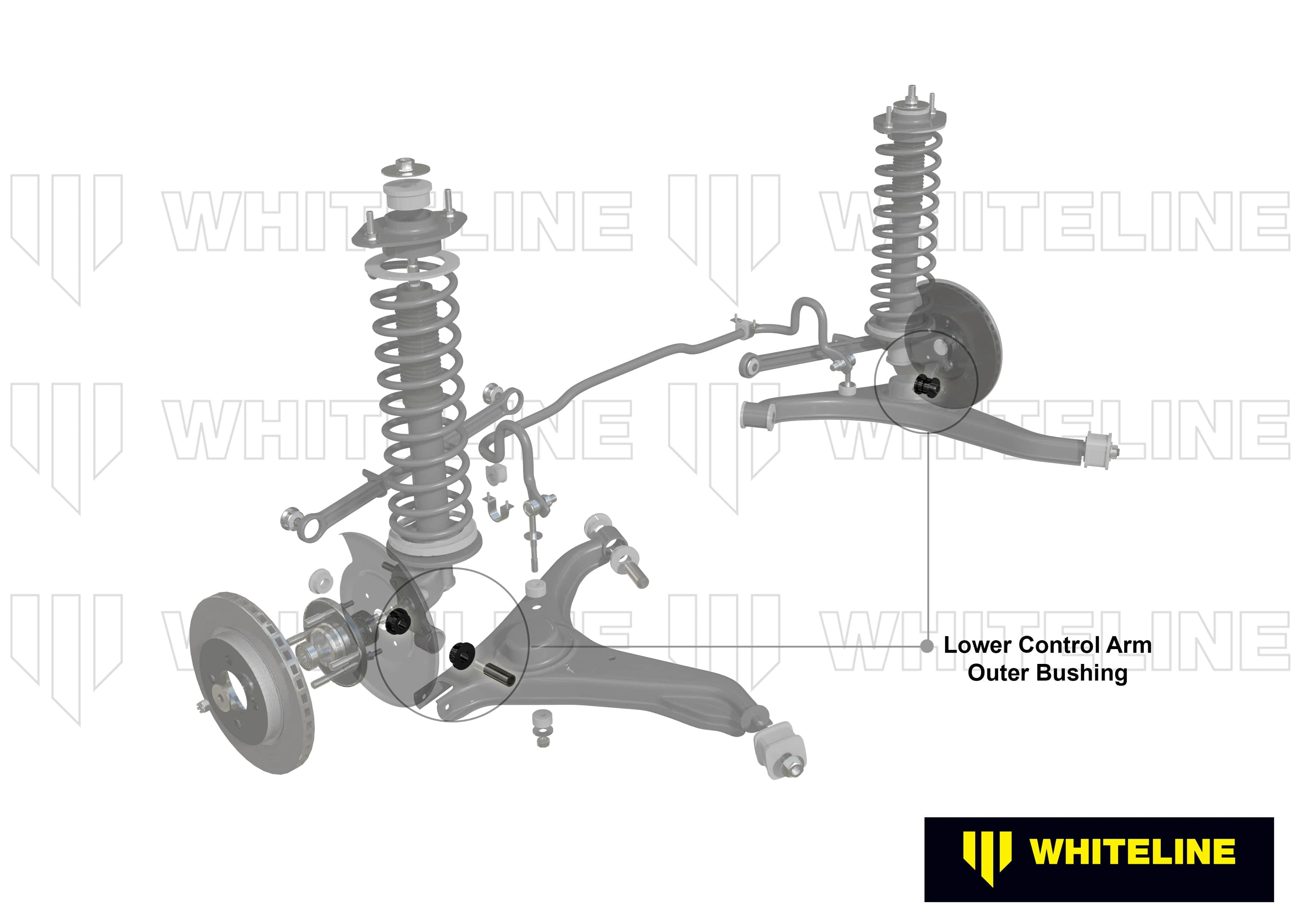 Whiteline 7 x 14 x 20 cm Rear Control Arm Lower - Outer Bushing Kit to Suit Holden Barina, Suzuki Cultus and Swift SR