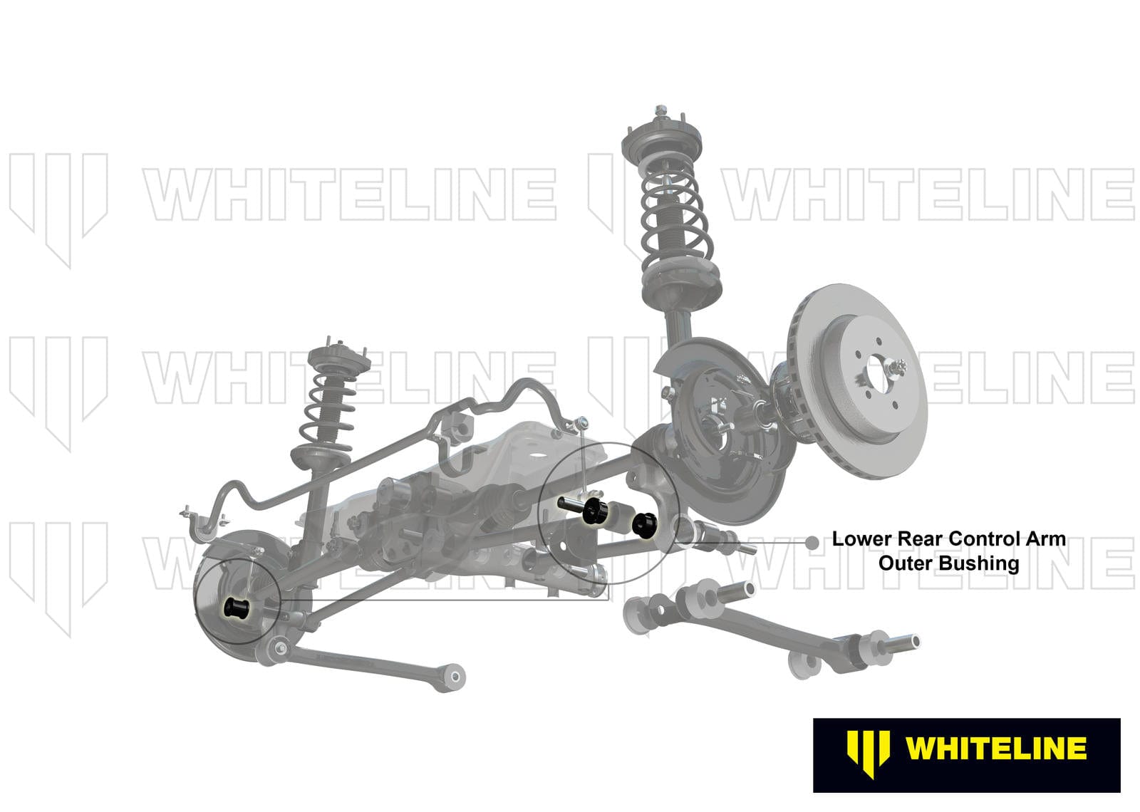 Whiteline 7 x 14 x 20 cm Rear Control Arm Lower Rear - Outer Bushing Kit to Suit Toyota Camry, Aurion and Kluger SR