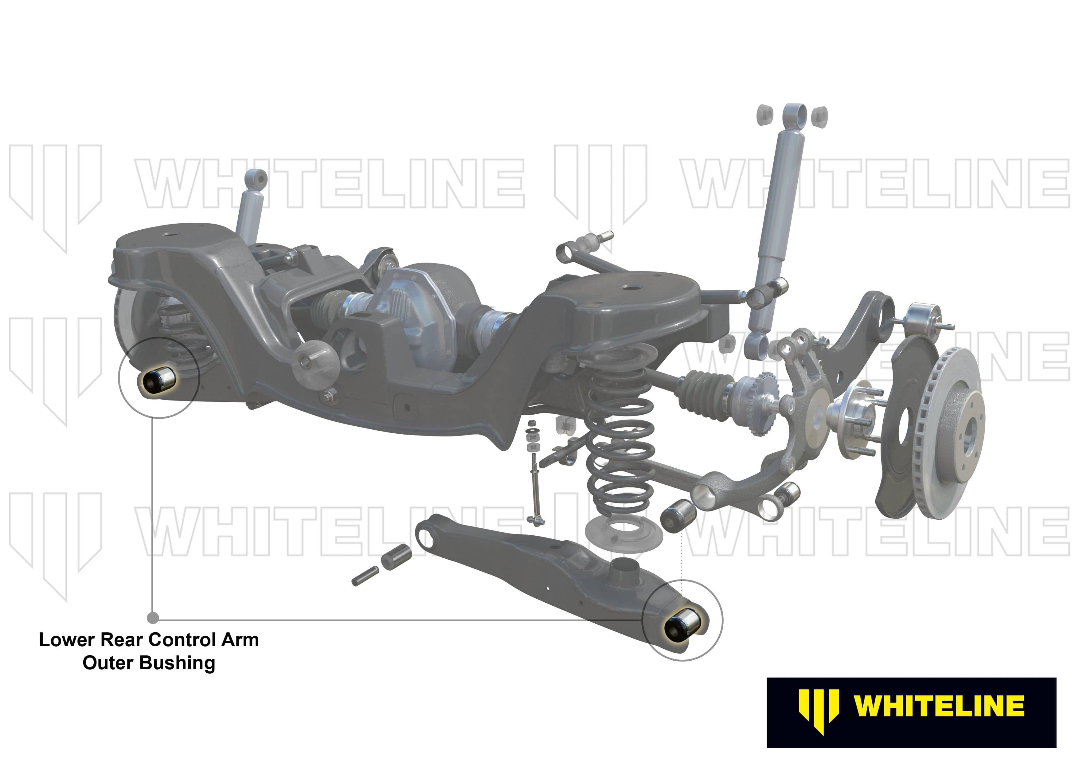 Whiteline 7 x 14 x 20 cm Rear Control Arm Lwer Rear - Outer Bushing Kit to Suit Ford Focus, Mazda3 and Volvo C30, S40 SR