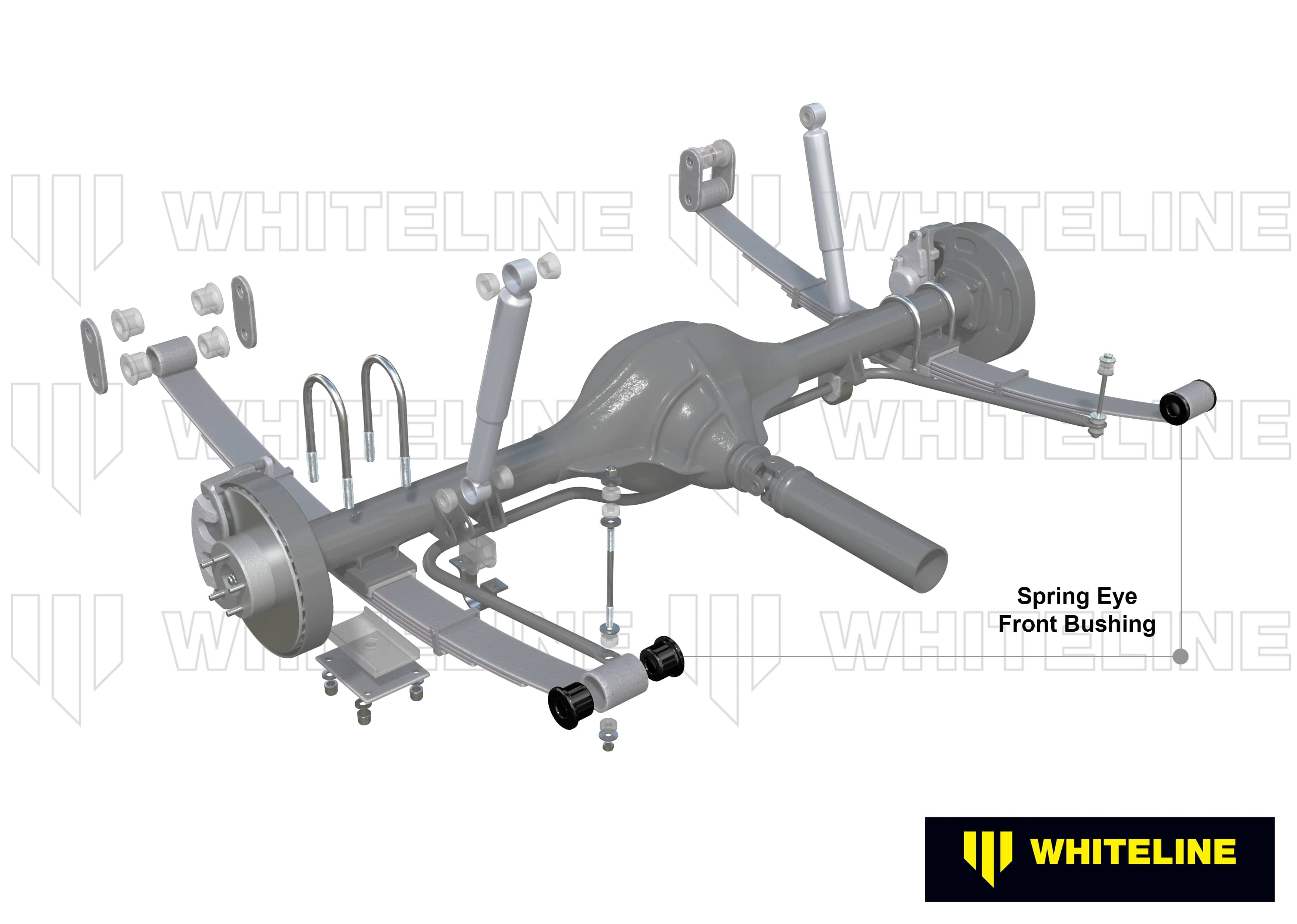 Whiteline 7 x 14 x 20 cm Rear Leaf Spring - Front Eye Bushing Kit to Suit Toyota Hilux 2005-on and Foton Tunland P201 SR