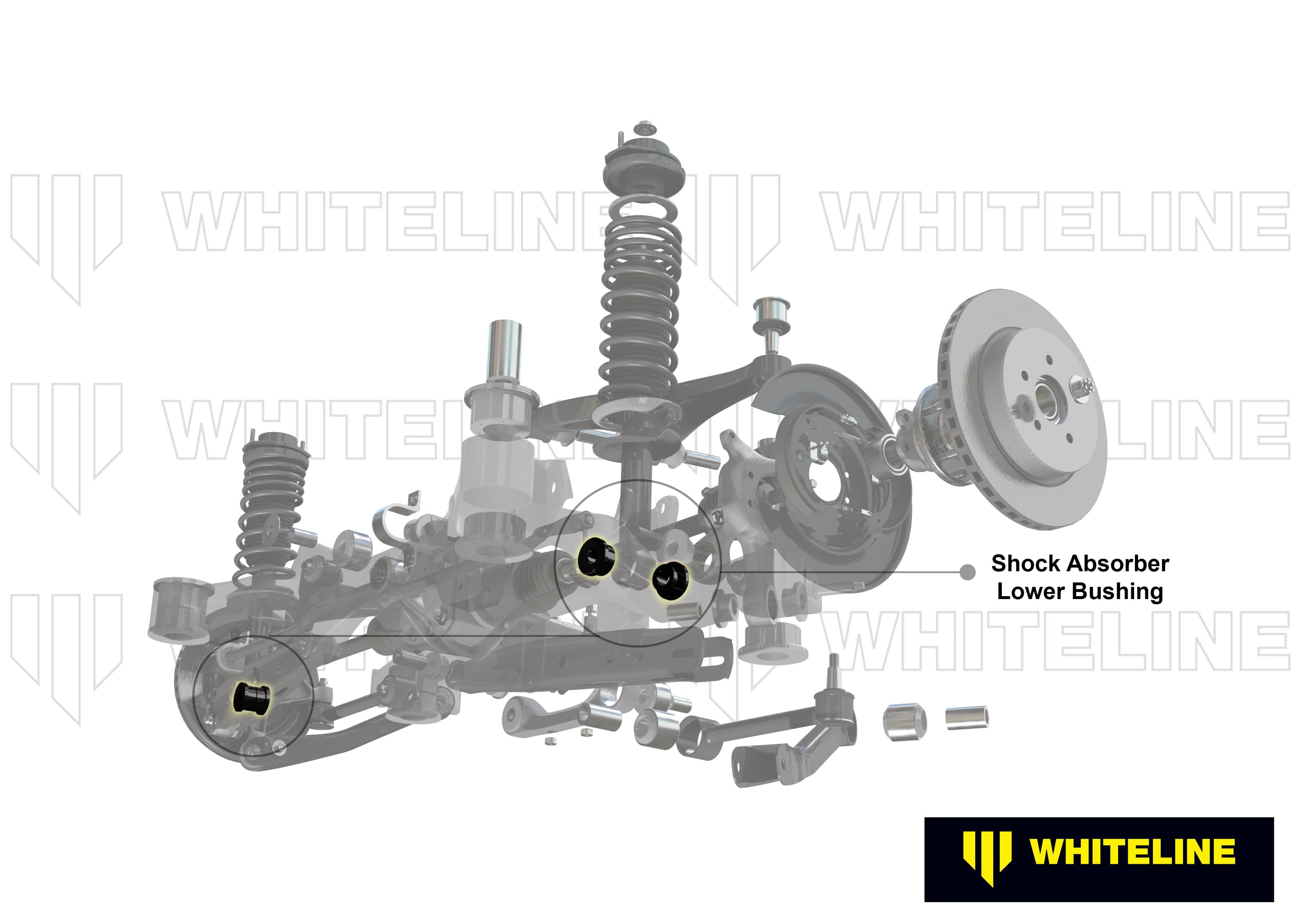 Whiteline 7 x 14 x 20 cm Rear Shock Absorber - Lower Bushing Kit to Suit Nissan 300ZX Z32 and Skyline R32 SR