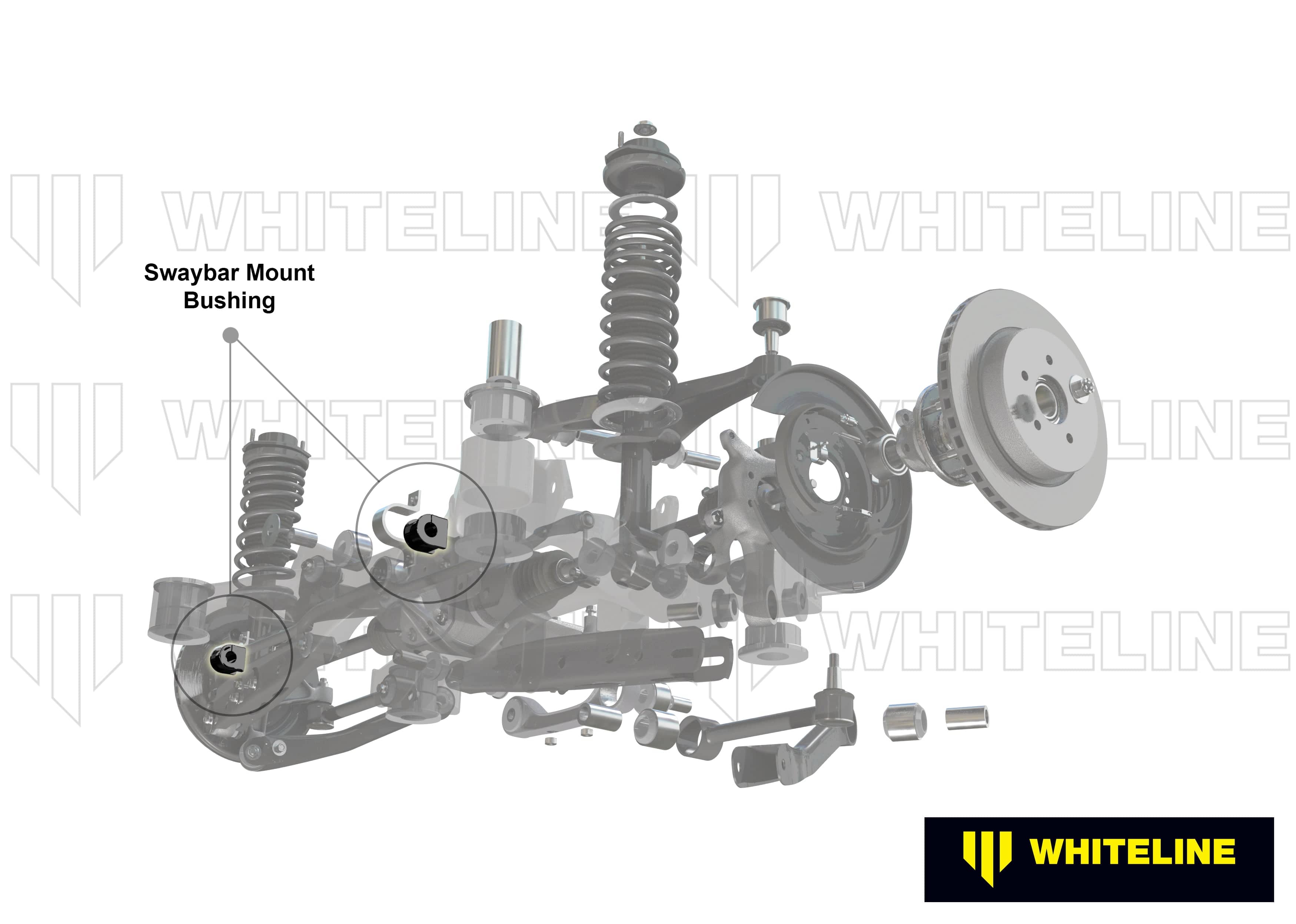 Whiteline 7 x 14 x 20 cm Rear Sway Bar Mount - Bushing Kit 25mm to Suit Honda S2000 AP SR