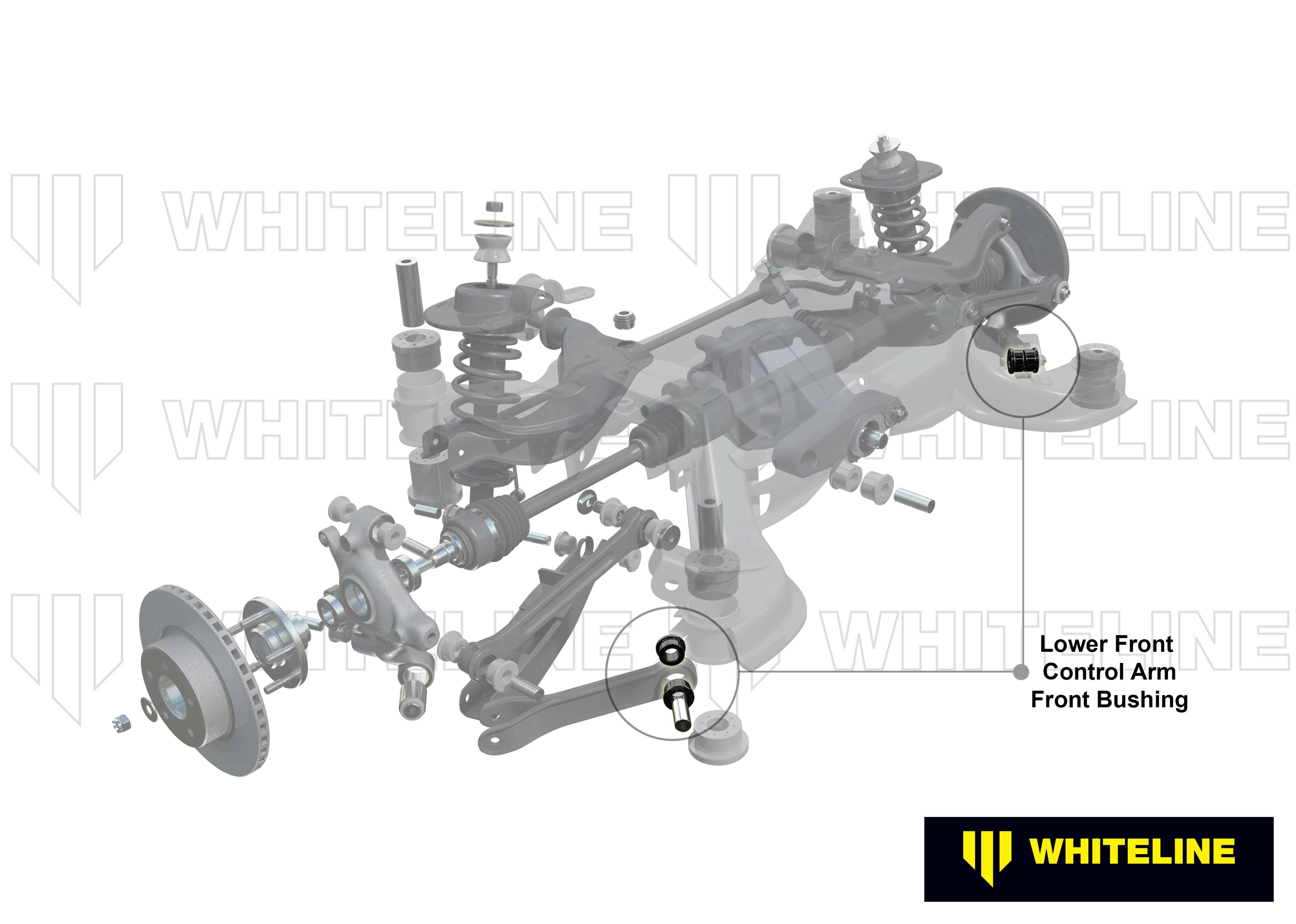 Whiteline 7 x 14 x 20 cm Rear Trailing Arm - Front Bushing Kit to Suit Nissan 350Z, 370Z, Skyline and Stagea SR