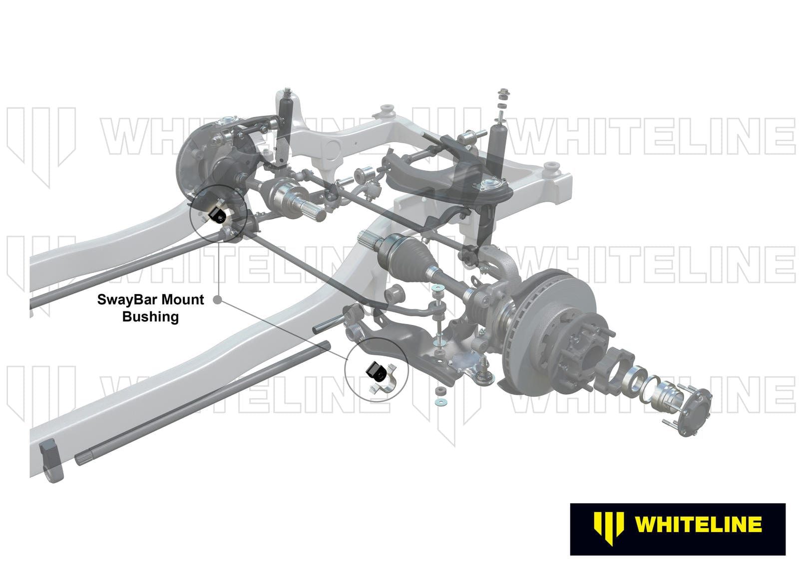 Whiteline 7 x 14 x 20 cm / To control arm - suits V6 models Front Sway Bar Mount - Bushing Kit 19.5mm to Suit Mitsubishi Challenger PA and Triton MK SR