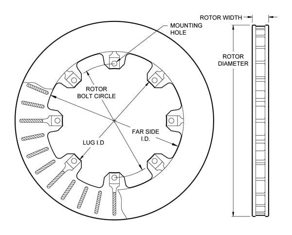 WILWOOD 12.19" Dia, 0.81" Width, .325" Hole Type, 8 x 7.00" Bolt Circle, 6.38 Wilwood 8 Bolt UL Series Straight Vane Rotor - 32 Vane WB160-0277 SR
