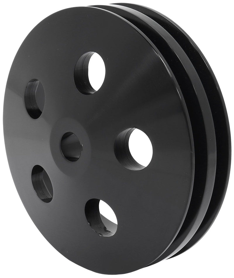 Aeroflow Power Steering Pump Pulley with Double Groove - Black Finish AF83-1004BLK